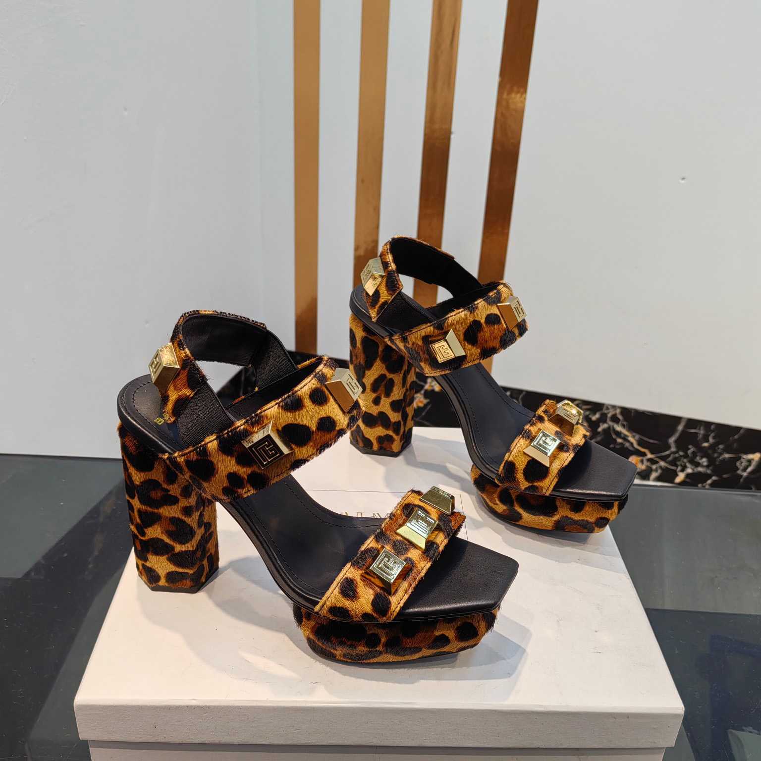 Balmain Ava Leopard-print Platform Sandals - DopestKickz