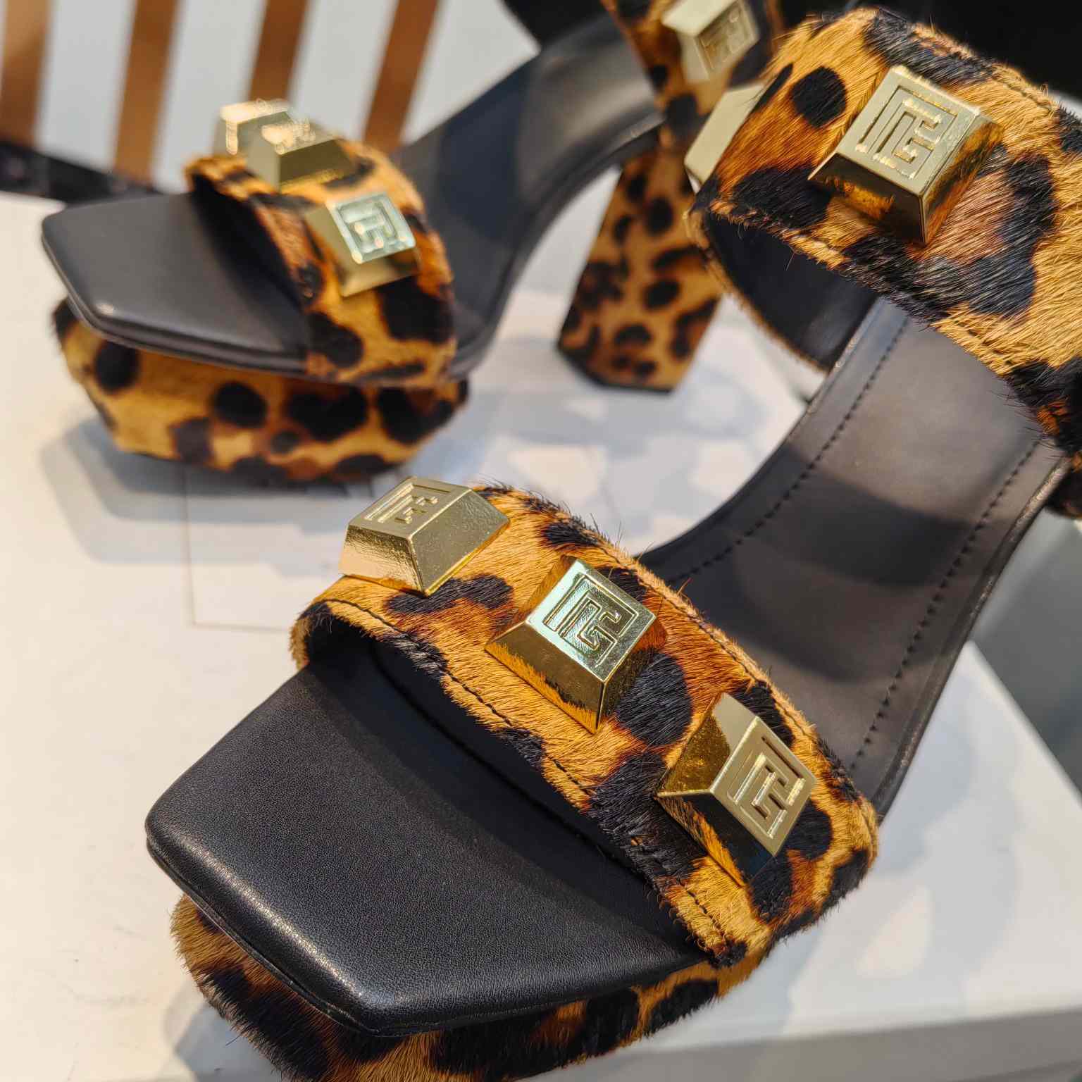Balmain Ava Leopard-print Platform Sandals - DopestKickz