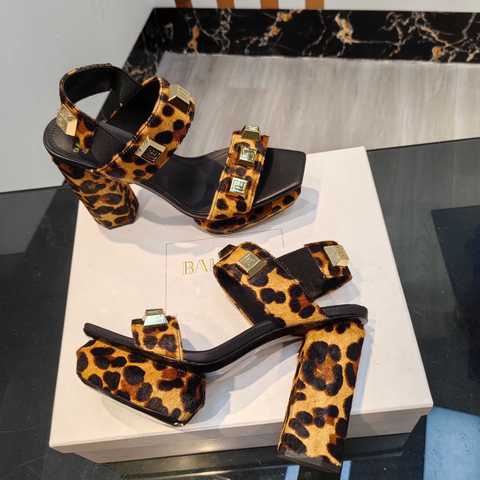 Balmain Ava Leopard-print Platform Sandals - DopestKickz