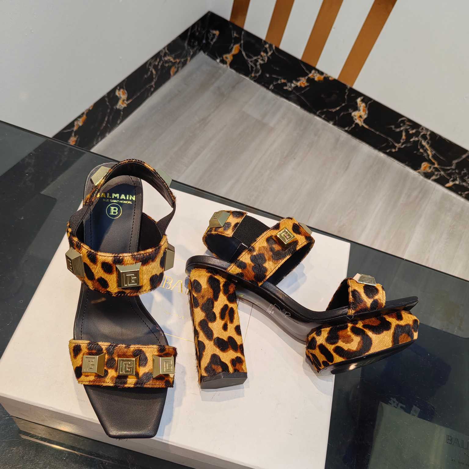 Balmain Ava Leopard-print Platform Sandals - DopestKickz