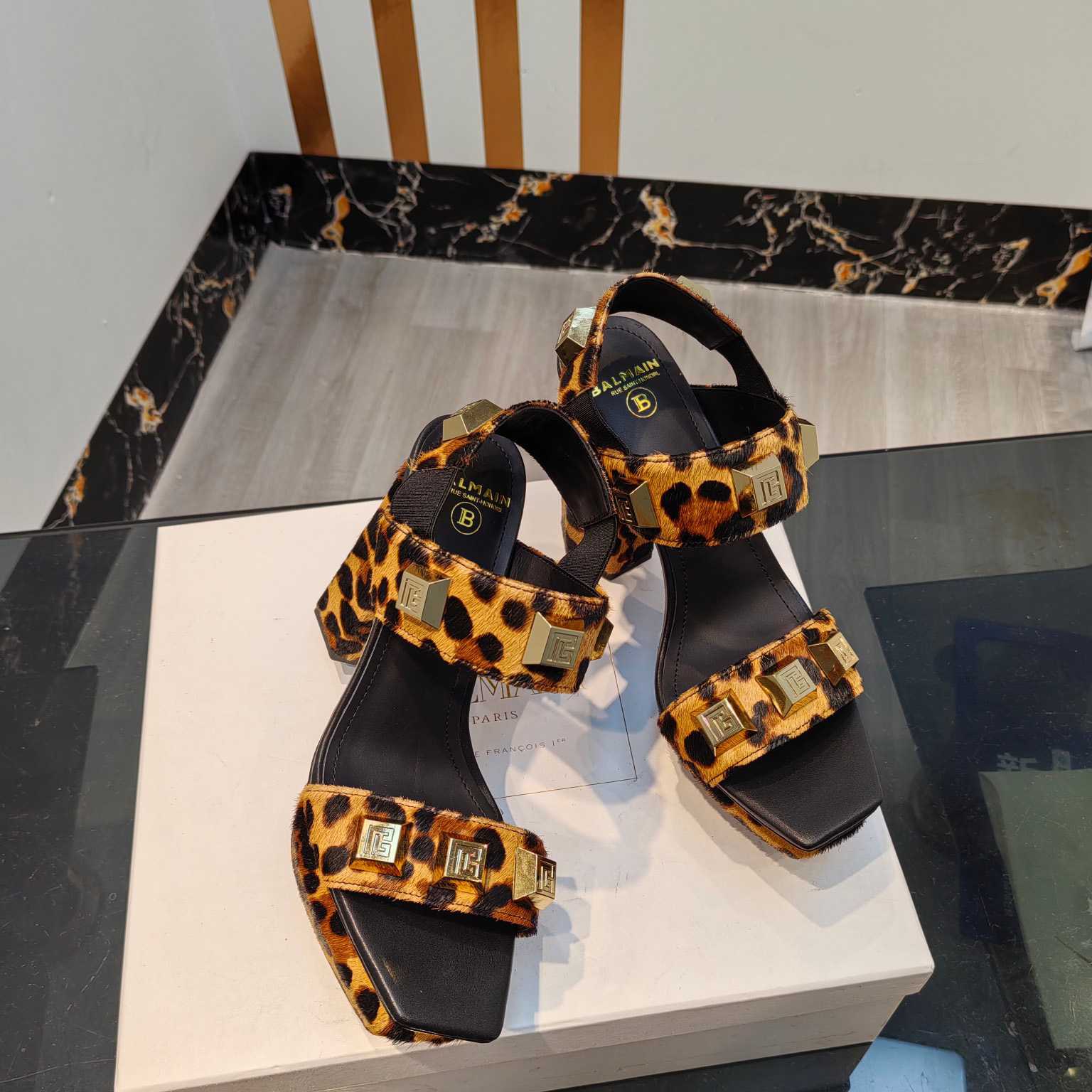 Balmain Ava Leopard-print Platform Sandals - DopestKickz