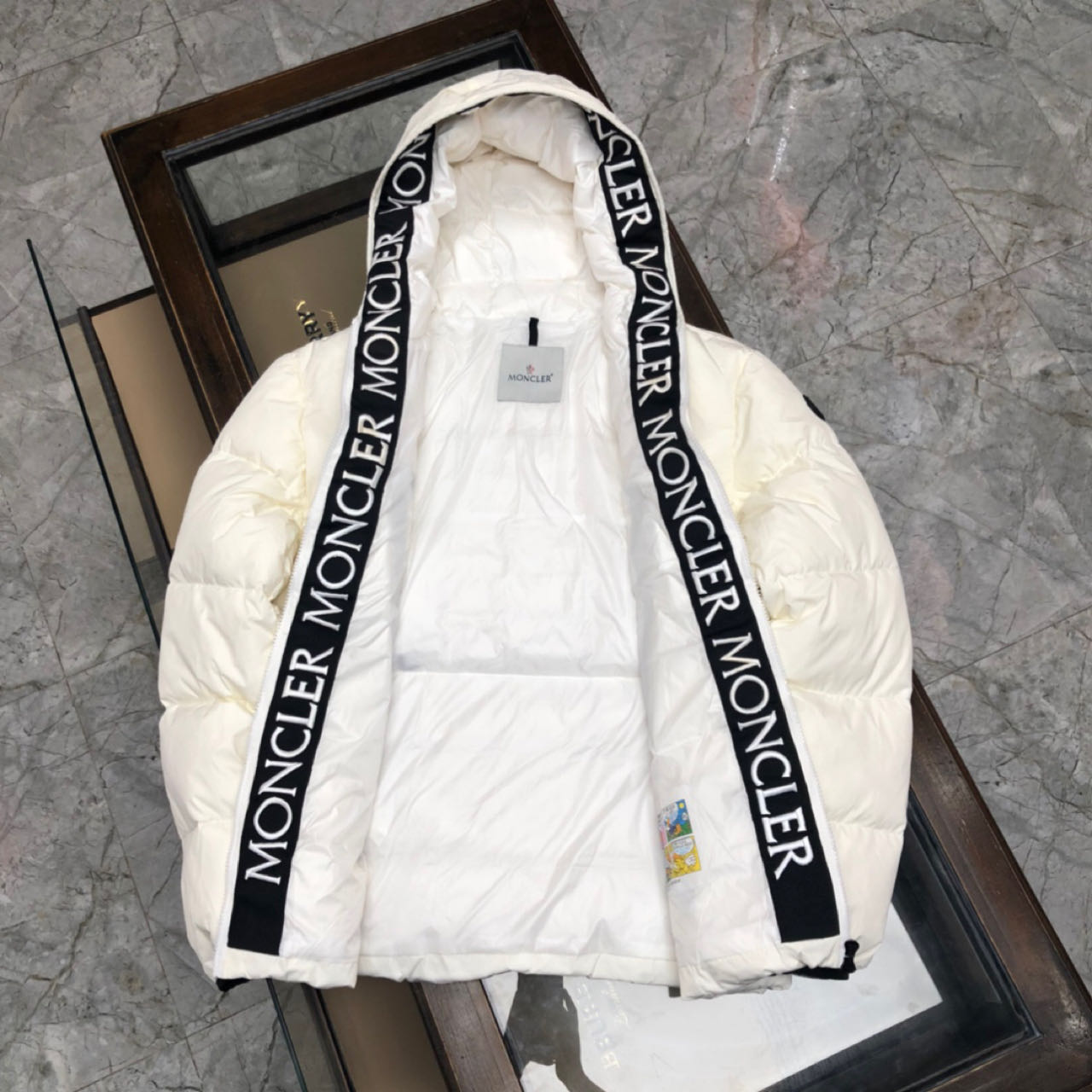 Moncler White Down Montcla Jacket - DopestKickz