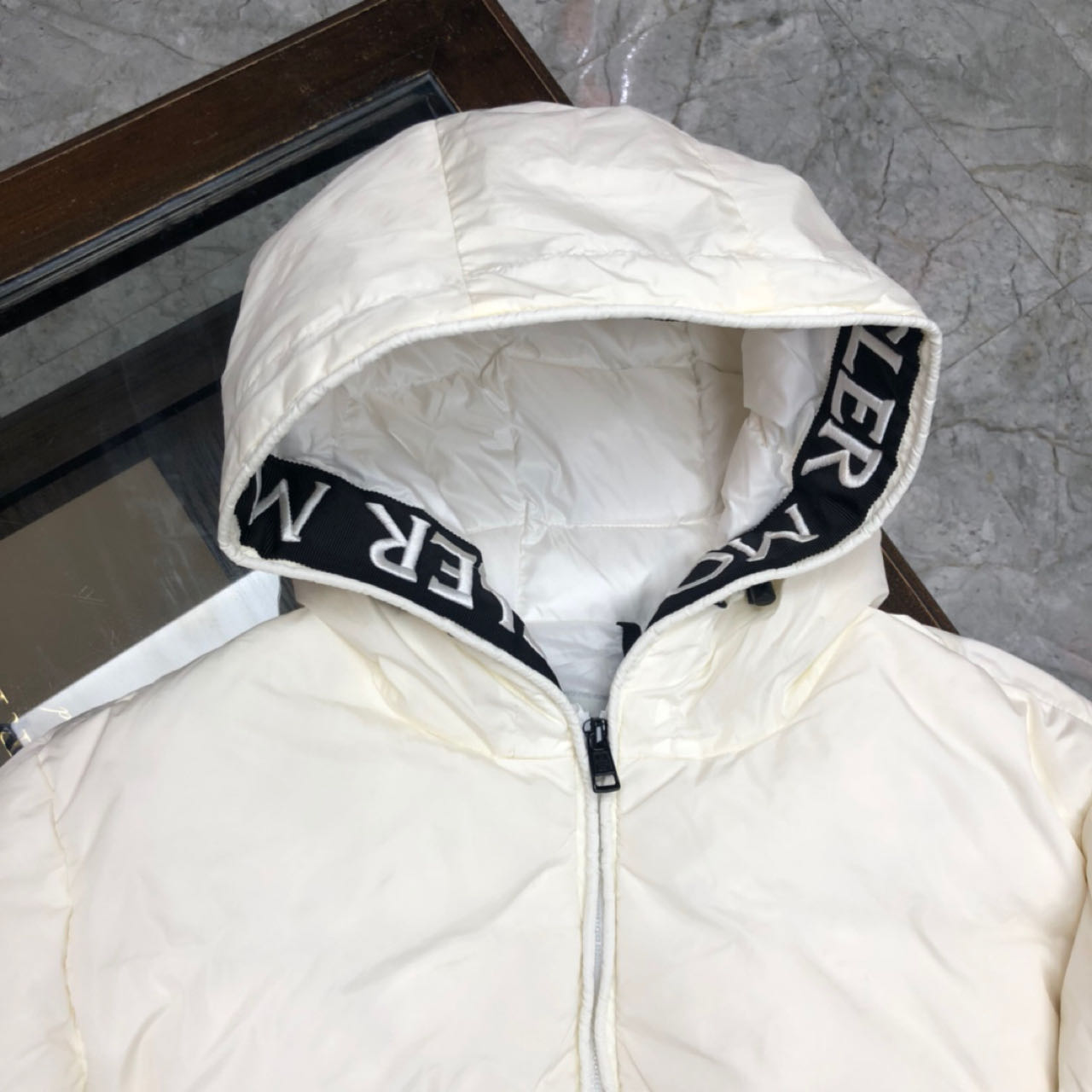 Moncler White Down Montcla Jacket - DopestKickz