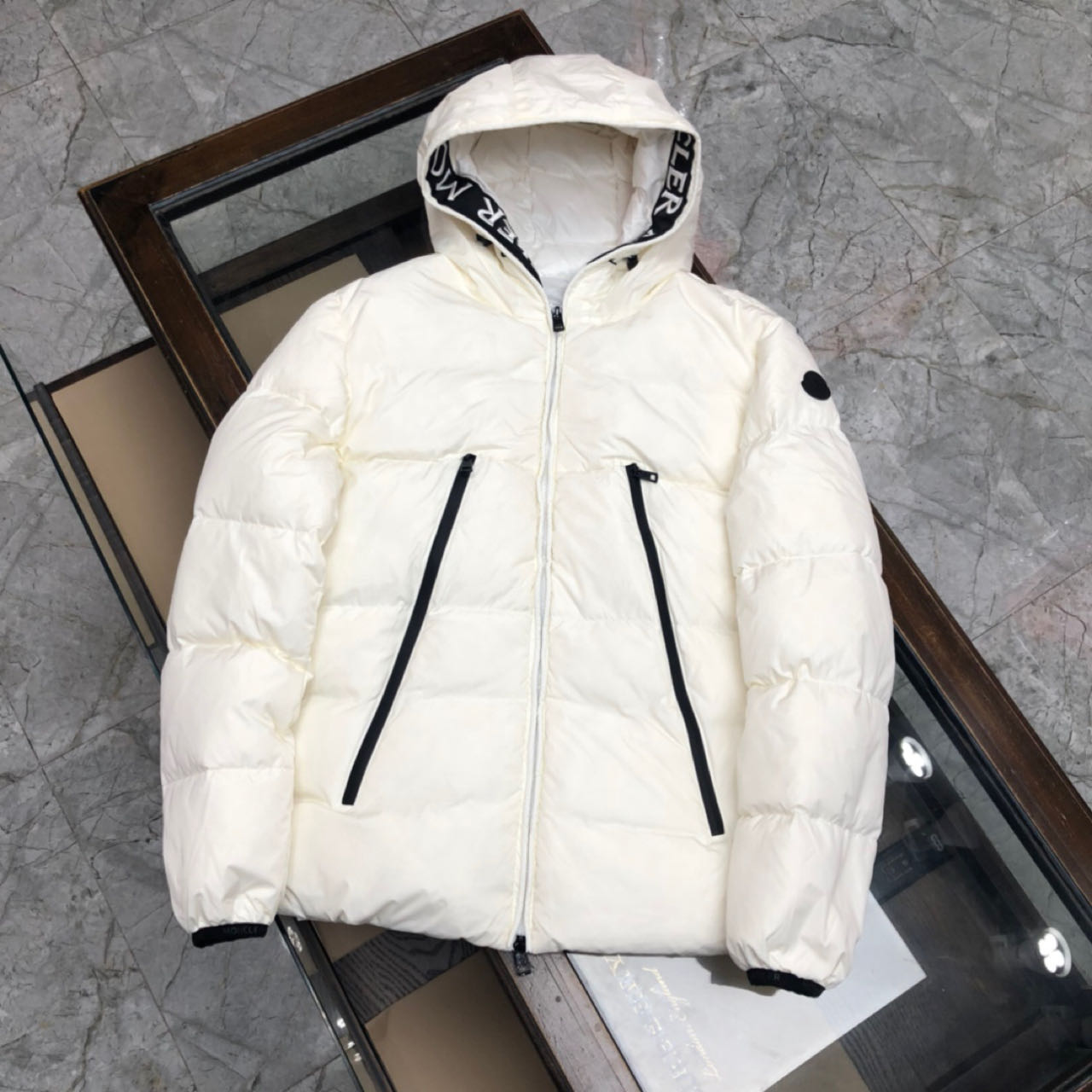 Moncler White Down Montcla Jacket - DopestKickz