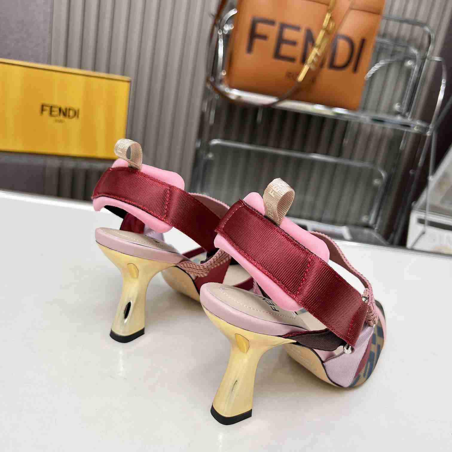 Fendi Colibrì Brown Mesh High-heeled Slingbacks - DopestKickz