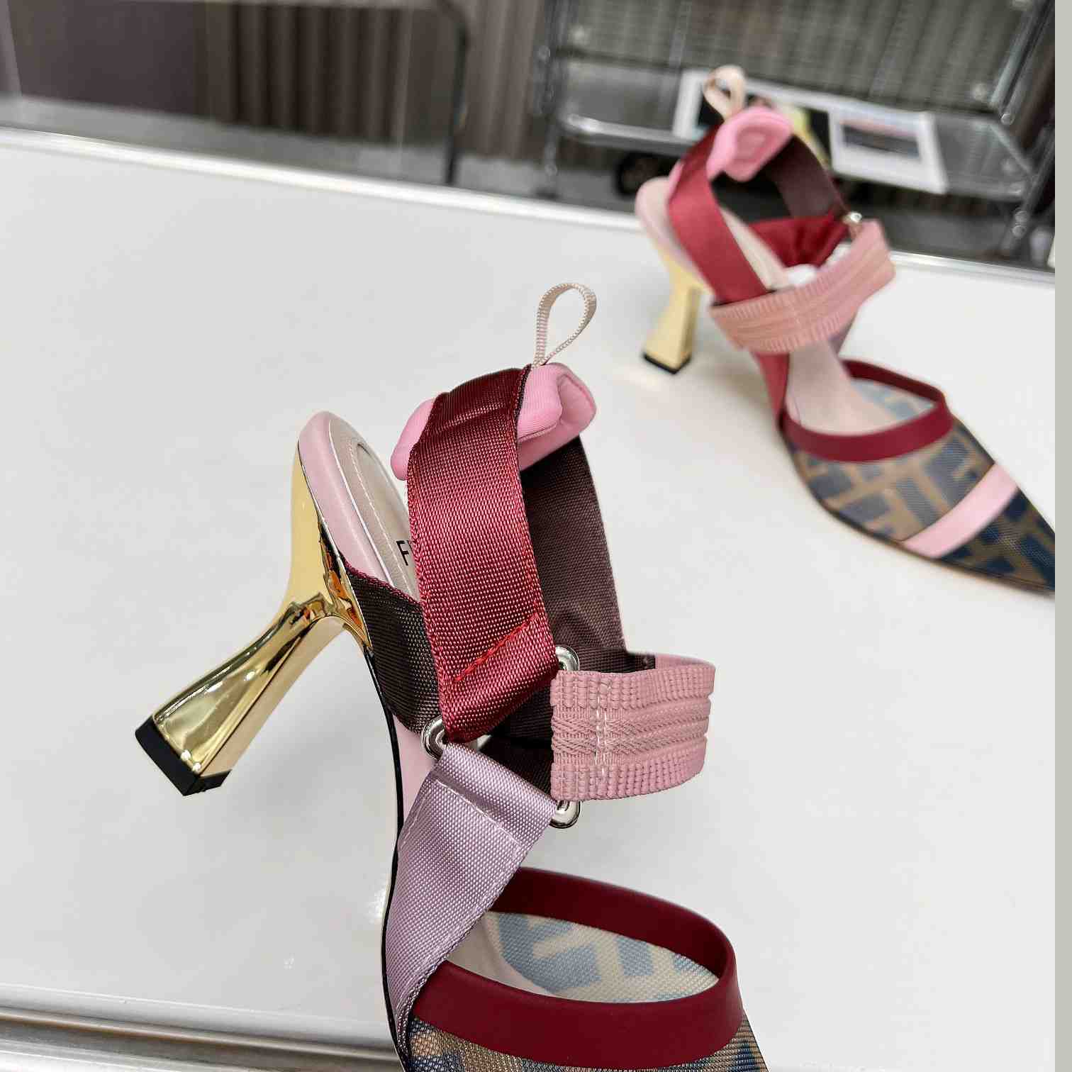 Fendi Colibrì Brown Mesh High-heeled Slingbacks - DopestKickz