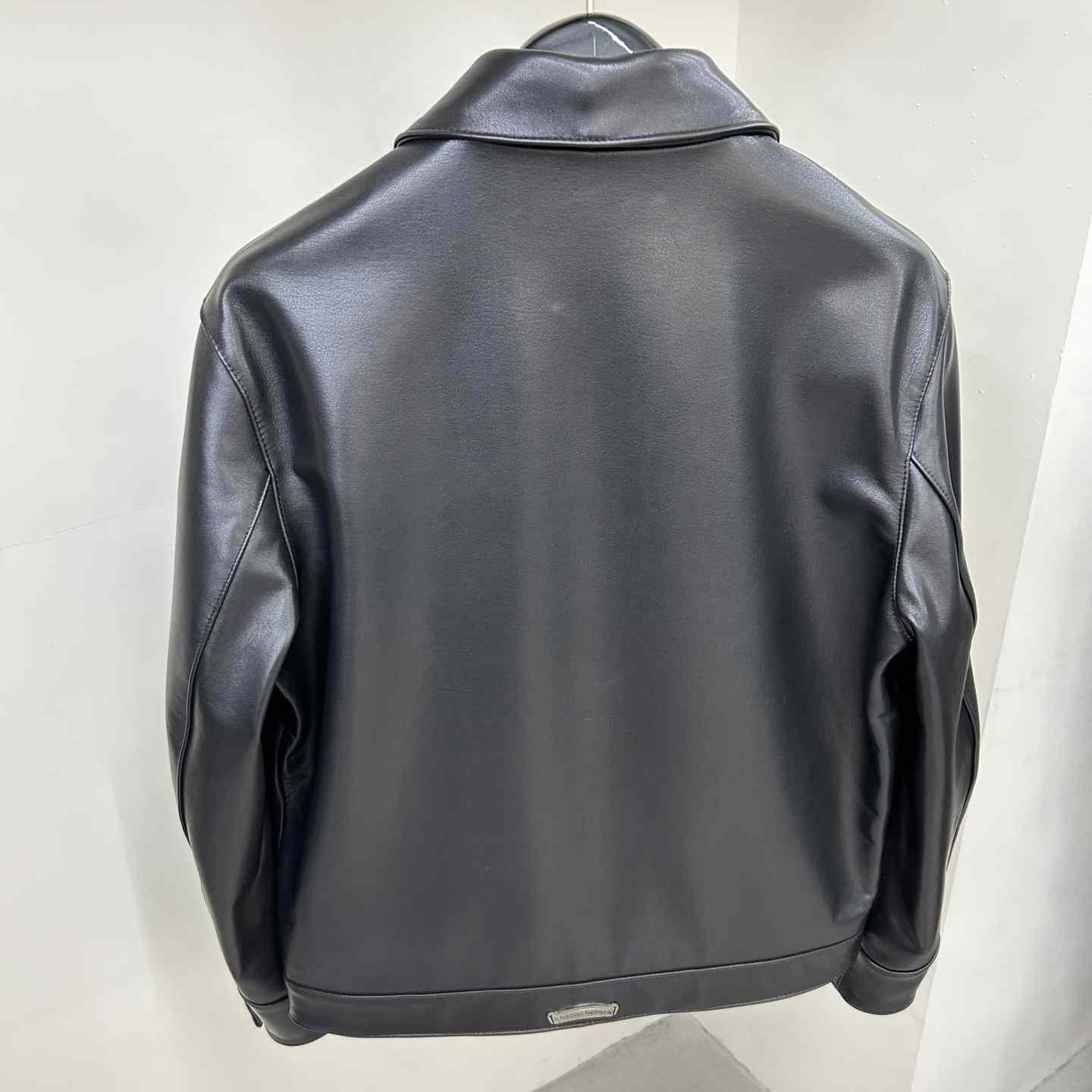 Chrome Heart Leather Patched Leather Jacket - DopestKickz