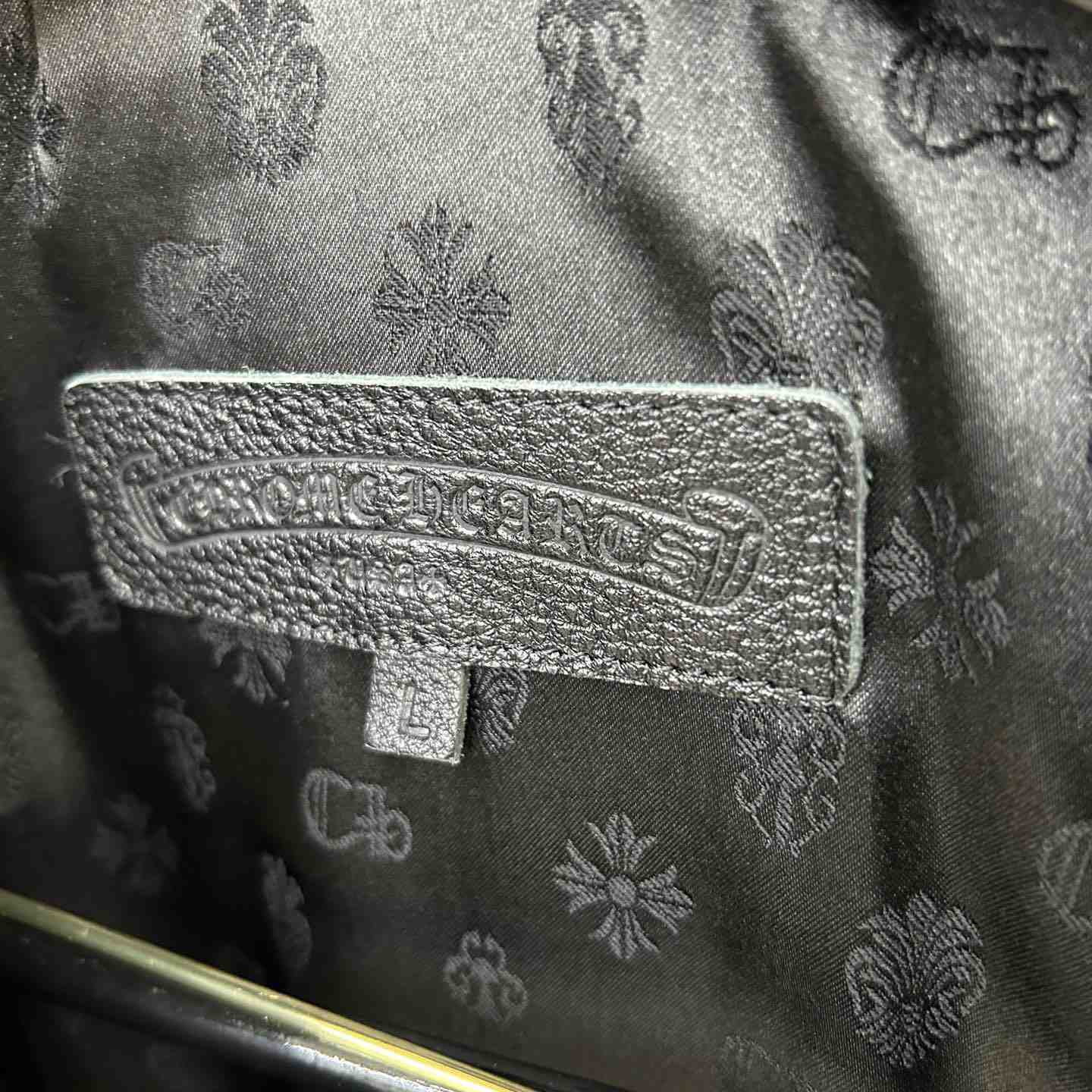 Chrome Heart Leather Patched Leather Jacket - DopestKickz