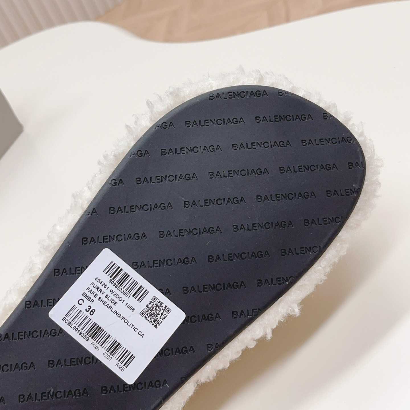 Balenciaga Furry Platform Sandal In White - DopestKickz