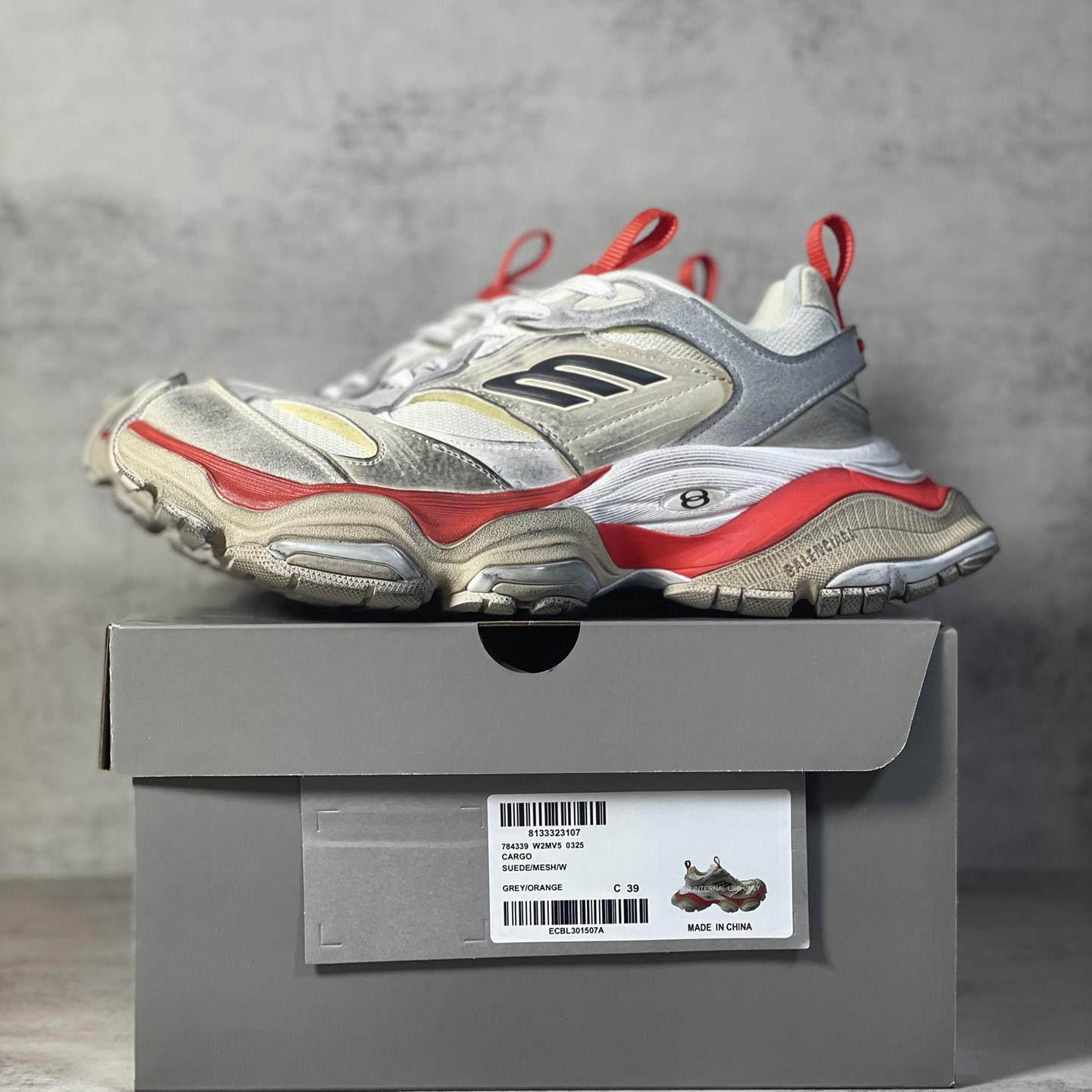 Balenciaga Cargo Sneaker In Beige, Grey And Red - DopestKickz