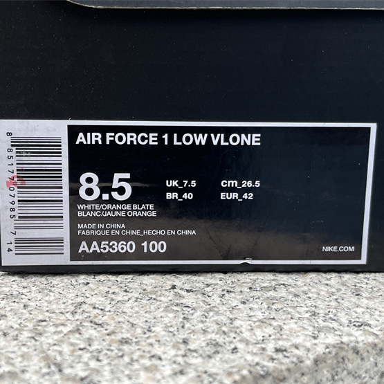 VLONE xNike Air Force 1Low orang Sneaker      AA5360-100 - DopestKickz