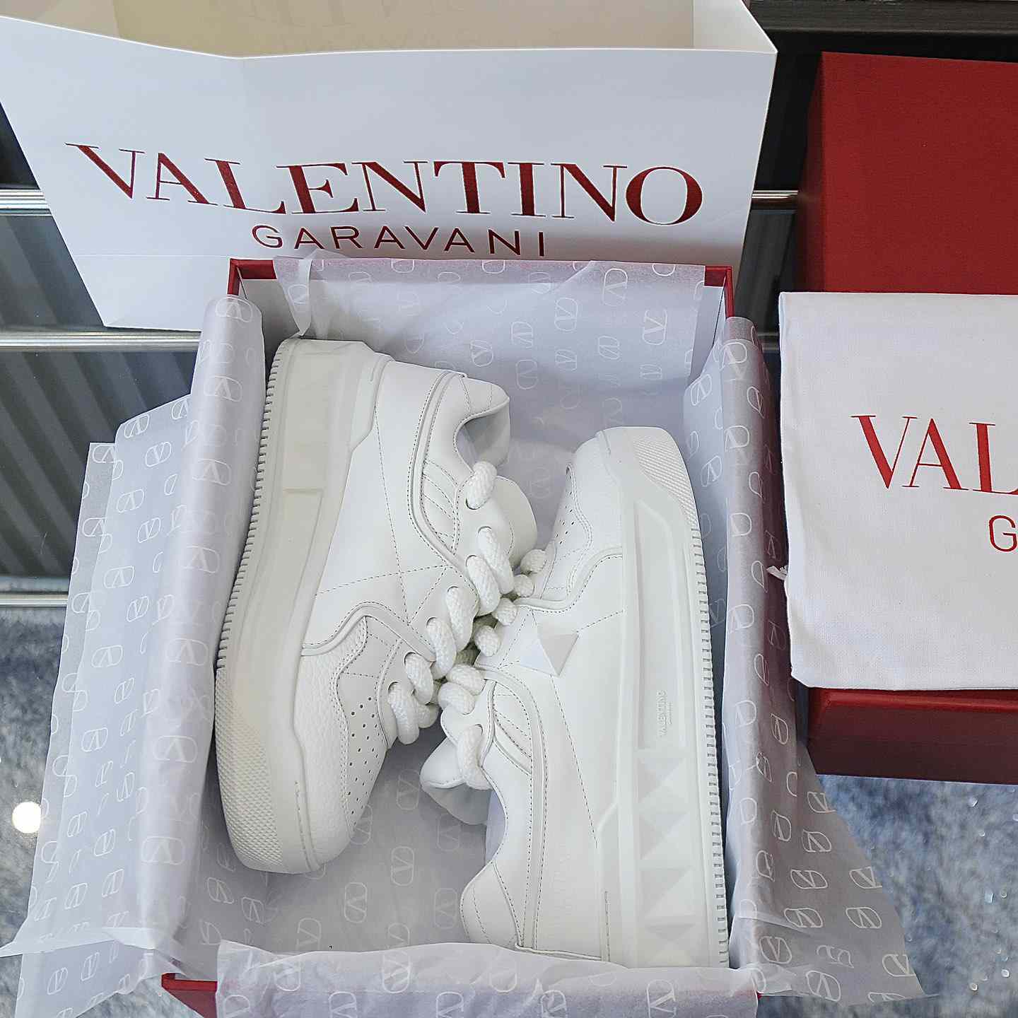 Valenti Garavani One Stud Jacquard Sneakers - DopestKickz