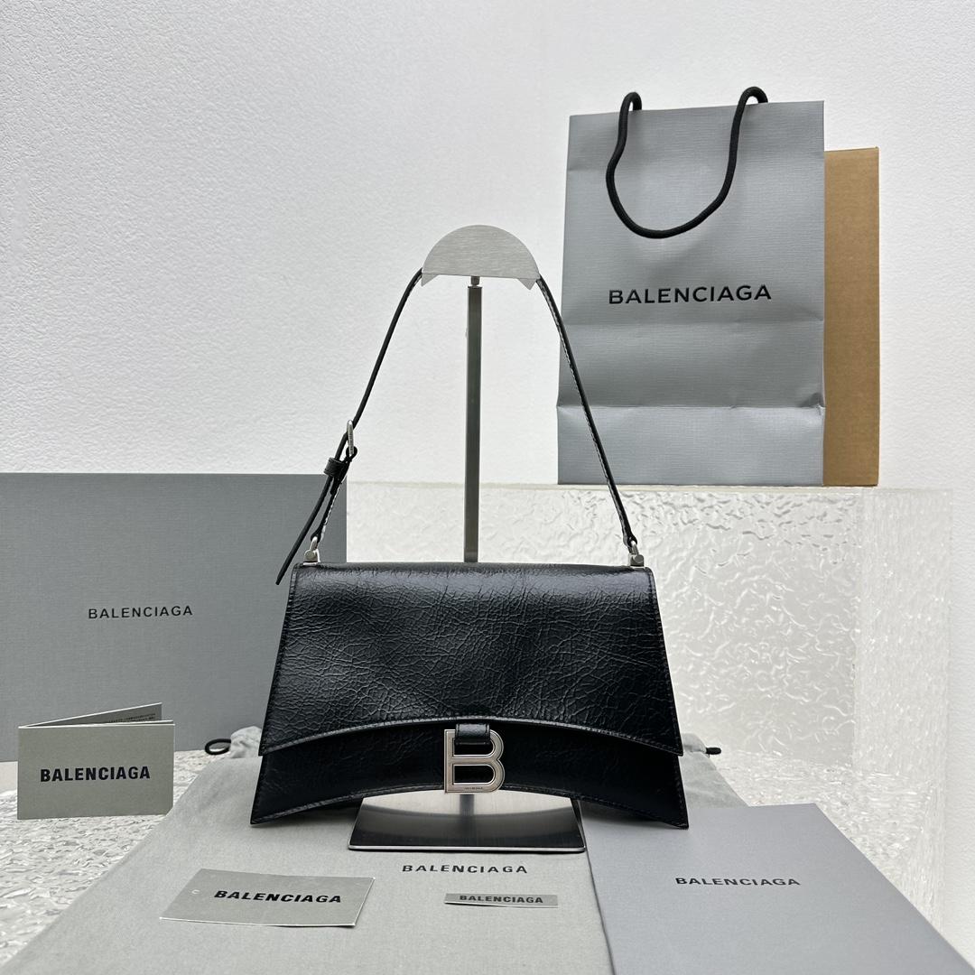 Balenciaga Women's Crush Small Sling Bag In Black - DopestKickz