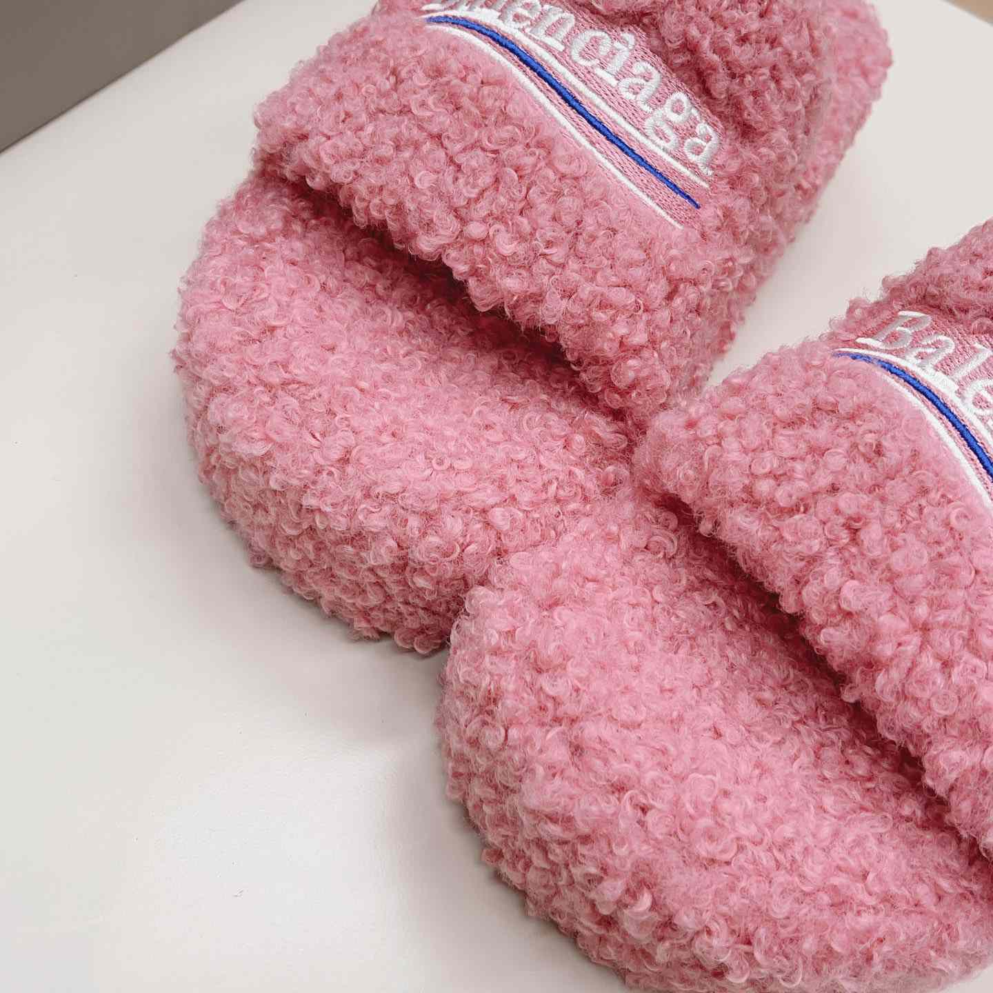 Balenciaga Furry Platform Sandal In Pink - DopestKickz