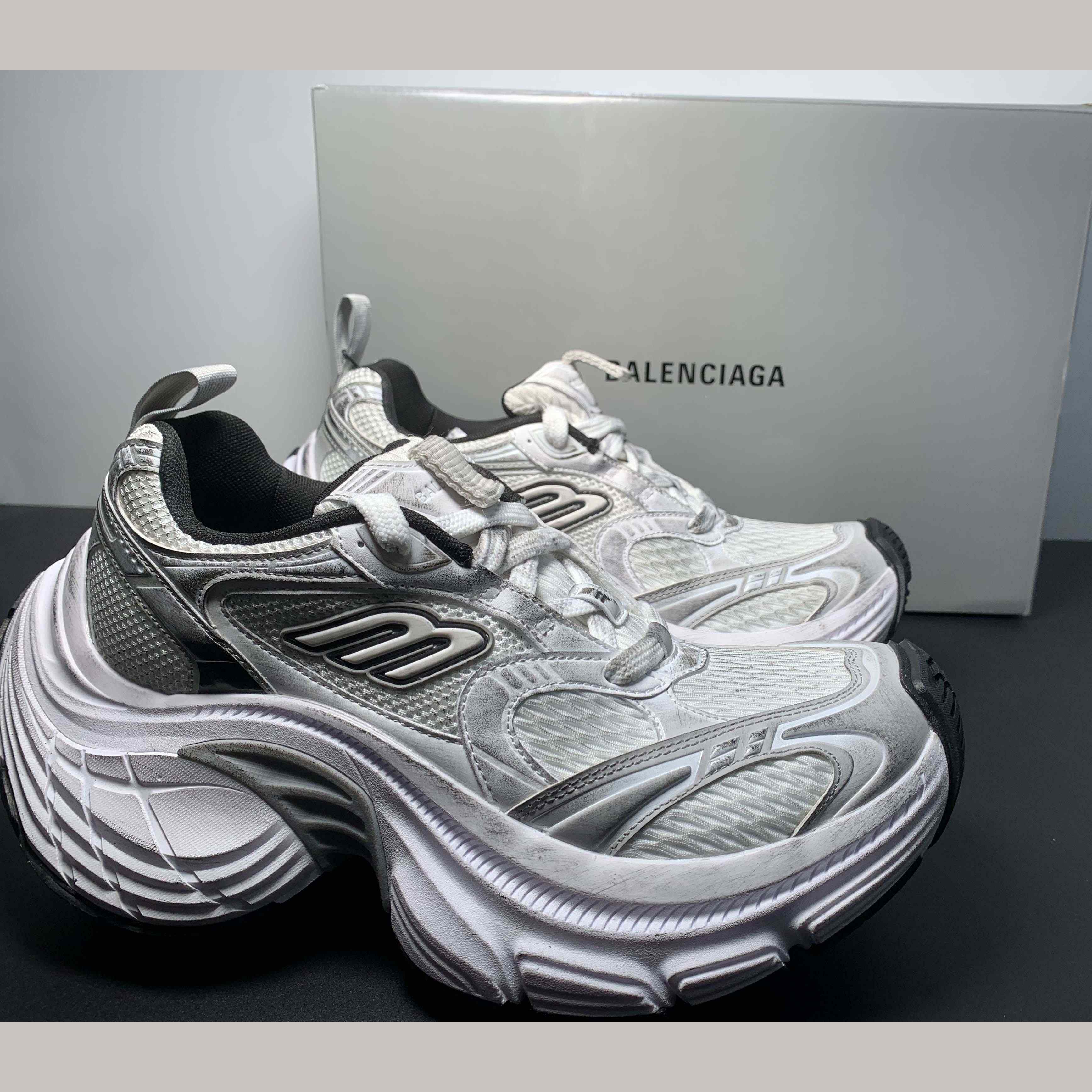 Balenciaga 10XL Sneaker In White/Black/Grey - DopestKickz