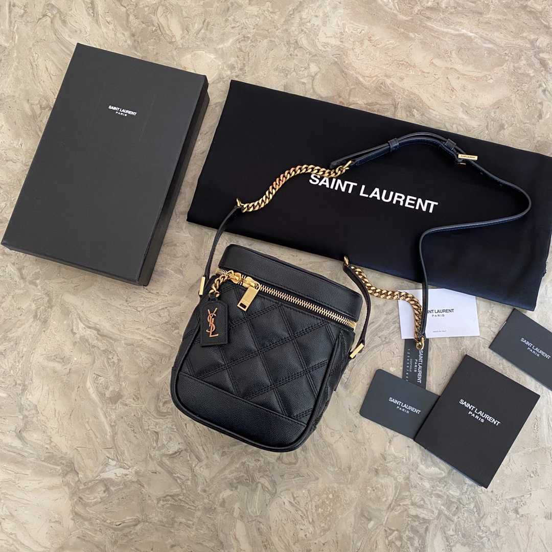 Saint Laurent Vanity Case Matelassé Leather Shoulder Bag (14.5x16.5x9cm) - DopestKickz