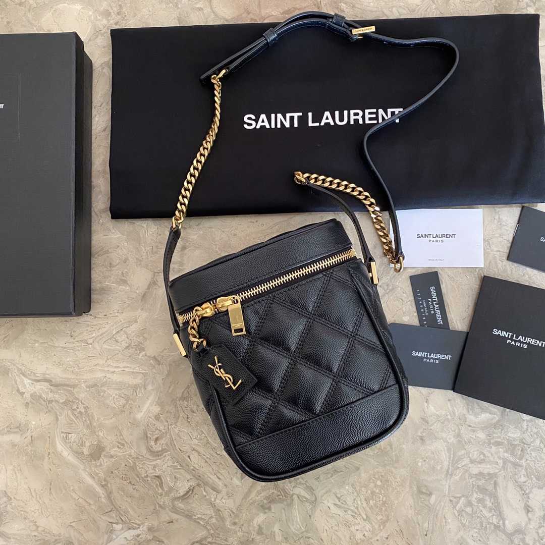 Saint Laurent Vanity Case Matelassé Leather Shoulder Bag (14.5x16.5x9cm) - DopestKickz