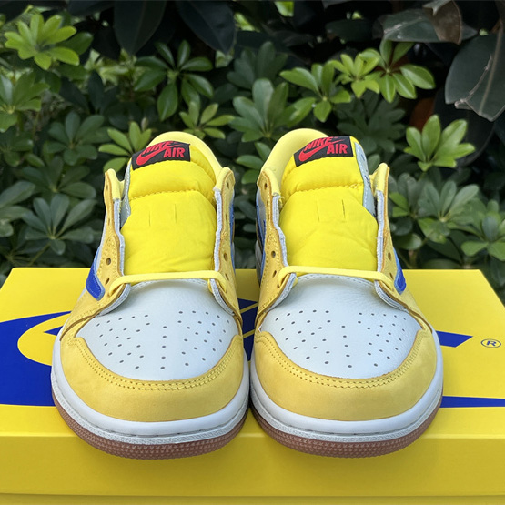 Travis Scott x Air Jordan 1 Low Canary Sneaker      DZ4137-700 - DopestKickz