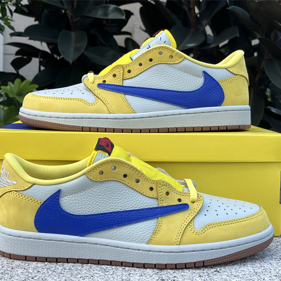 Travis Scott x Air Jordan 1 Low Canary Sneaker      DZ4137-700 - DopestKickz
