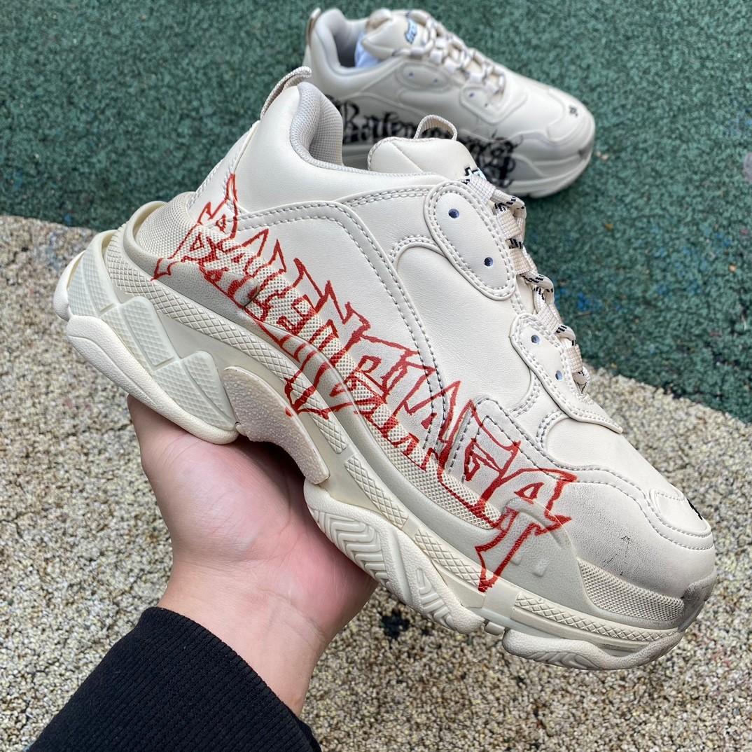 Balenciaga Triple S Sneaker In White/red/black - DopestKickz