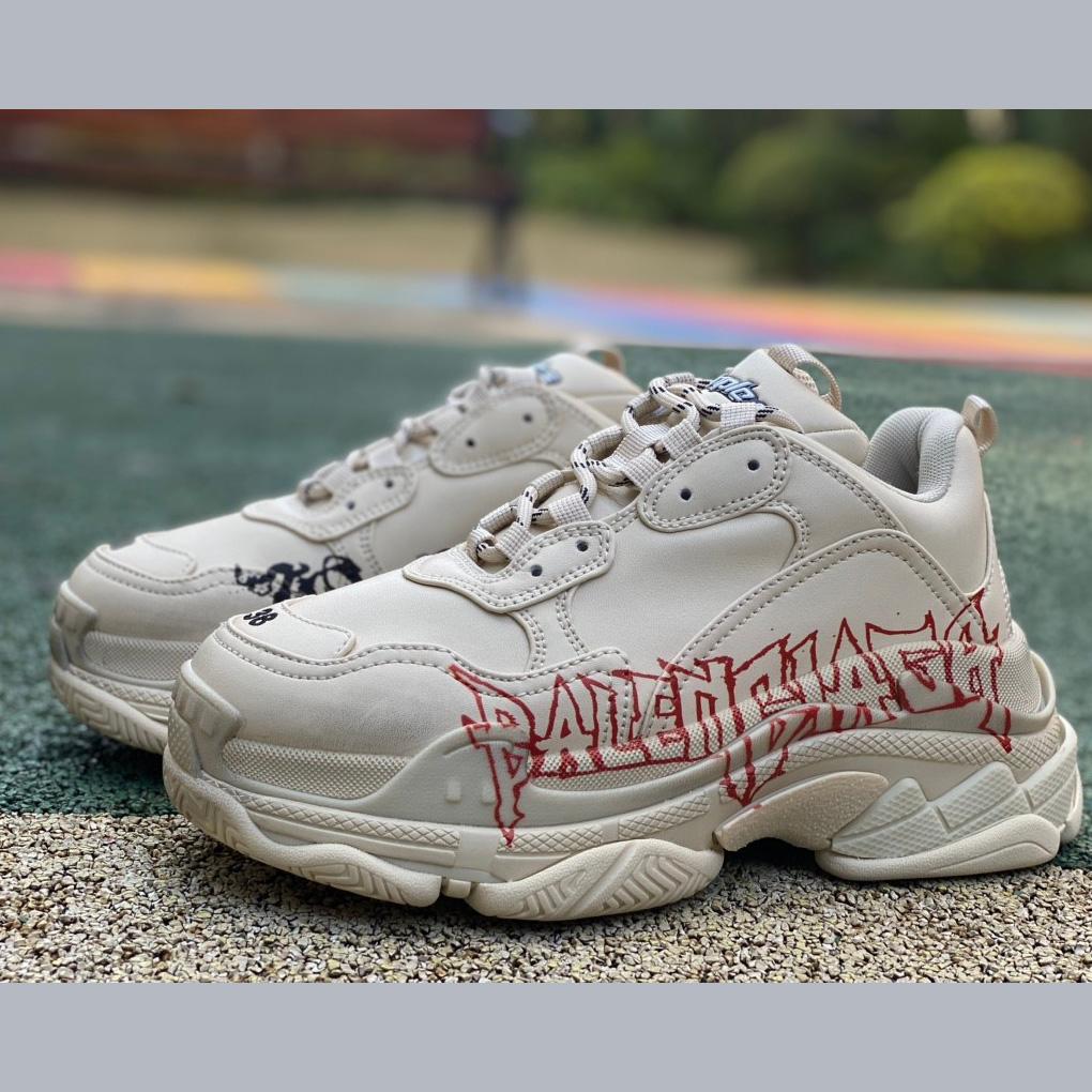 Balenciaga Triple S Sneaker In White/red/black - DopestKickz