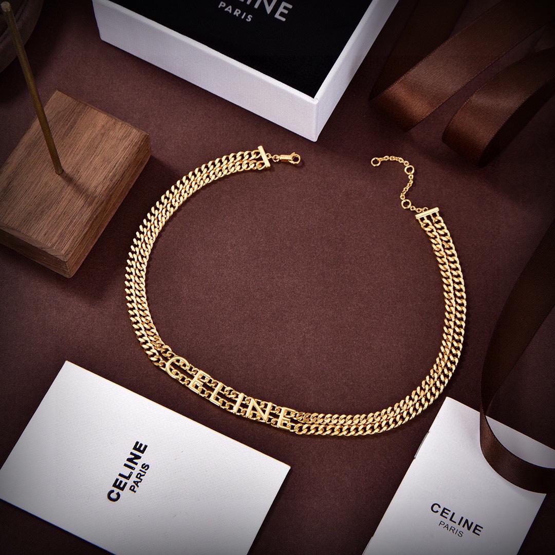 Celine Gourmette Necklace In Brass With Gold Finish Gold - DopestKickz