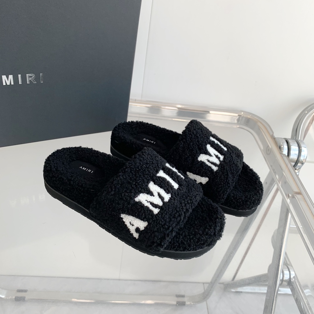 Amiri Logo-print Fleece Slippers - DopestKickz