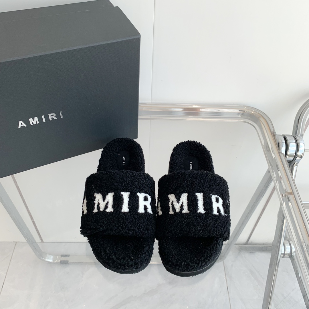Amiri Logo-print Fleece Slippers - DopestKickz