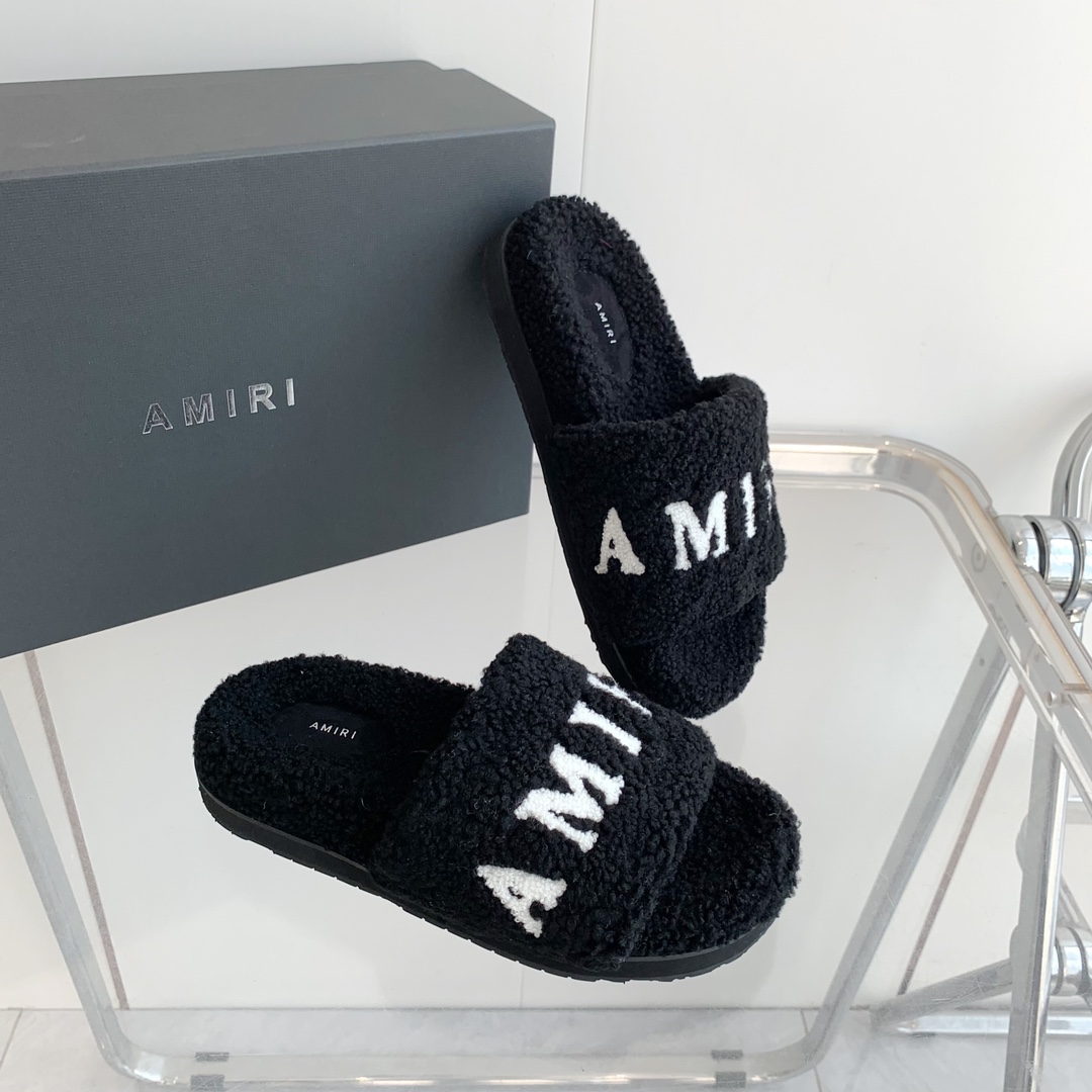 Amiri Logo-print Fleece Slippers - DopestKickz