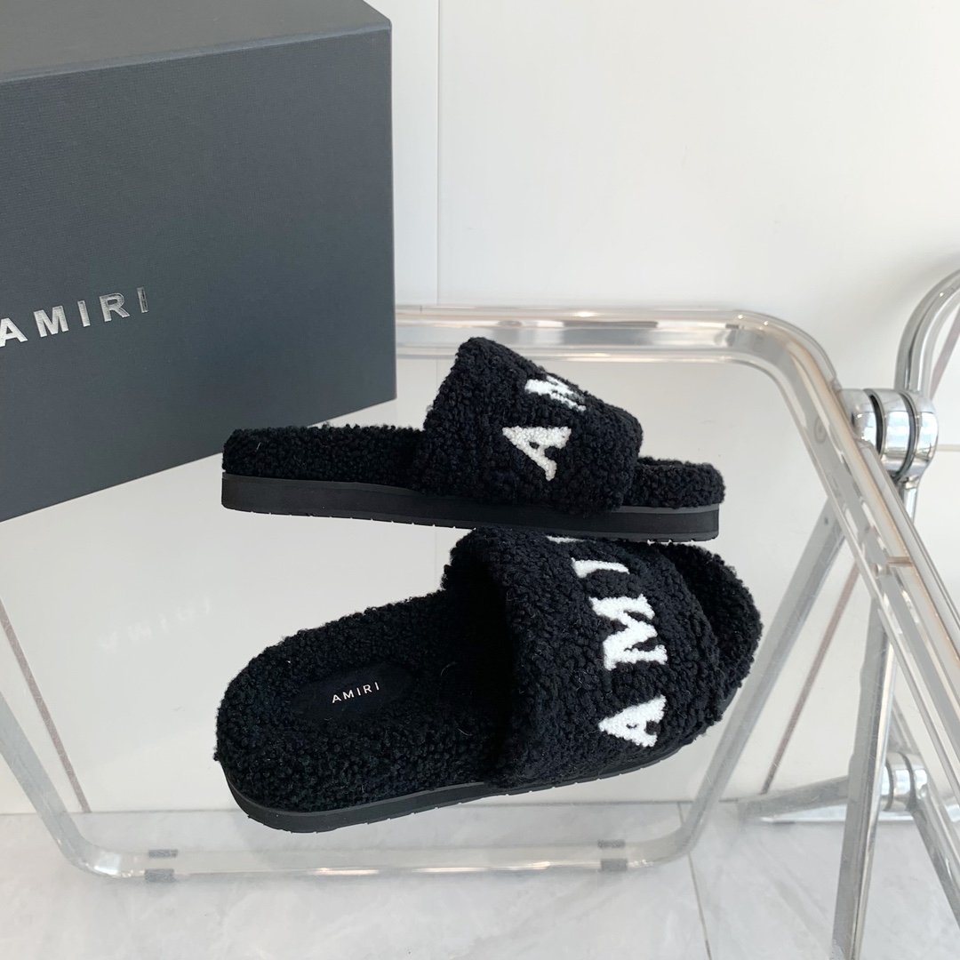 Amiri Logo-print Fleece Slippers - DopestKickz