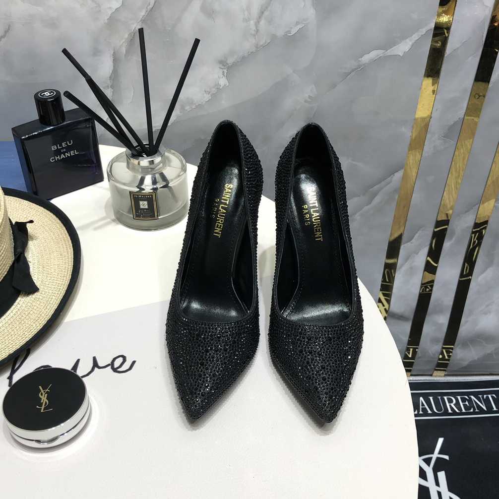 Saint Laurent Black Opyum Glitter Pumps - DopestKickz