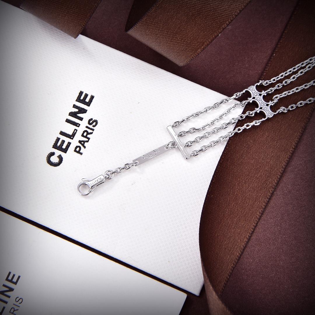 Celine Triomphe Multi Chain Bracelet In Brass With Rhodium Finish  - DopestKickz