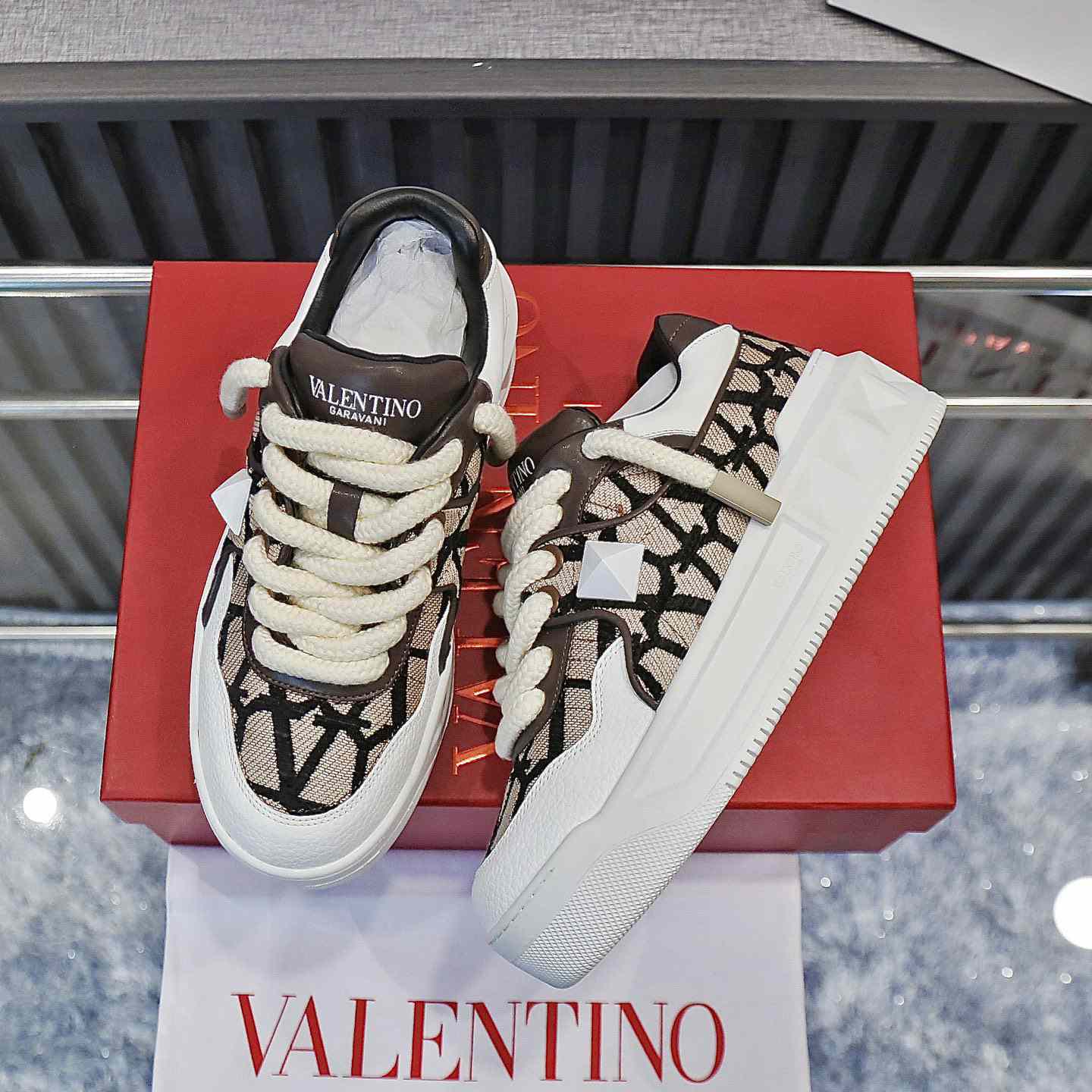 Valenti Garavani One Stud Jacquard Sneakers - DopestKickz
