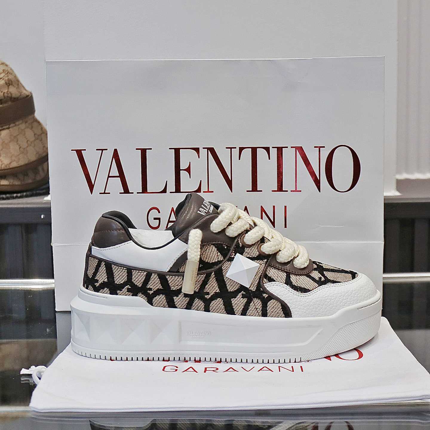 Valenti Garavani One Stud Jacquard Sneakers - DopestKickz