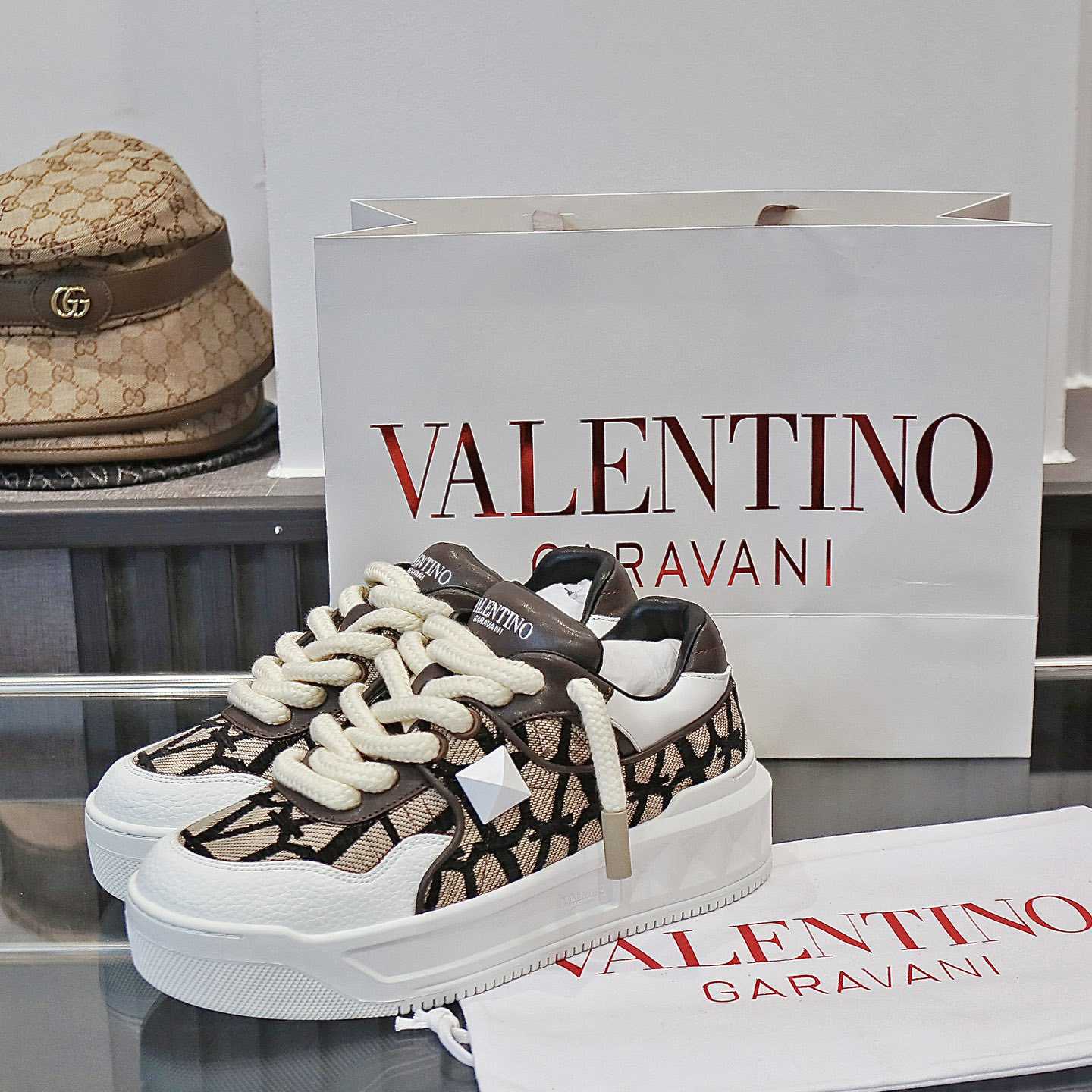 Valenti Garavani One Stud Jacquard Sneakers - DopestKickz