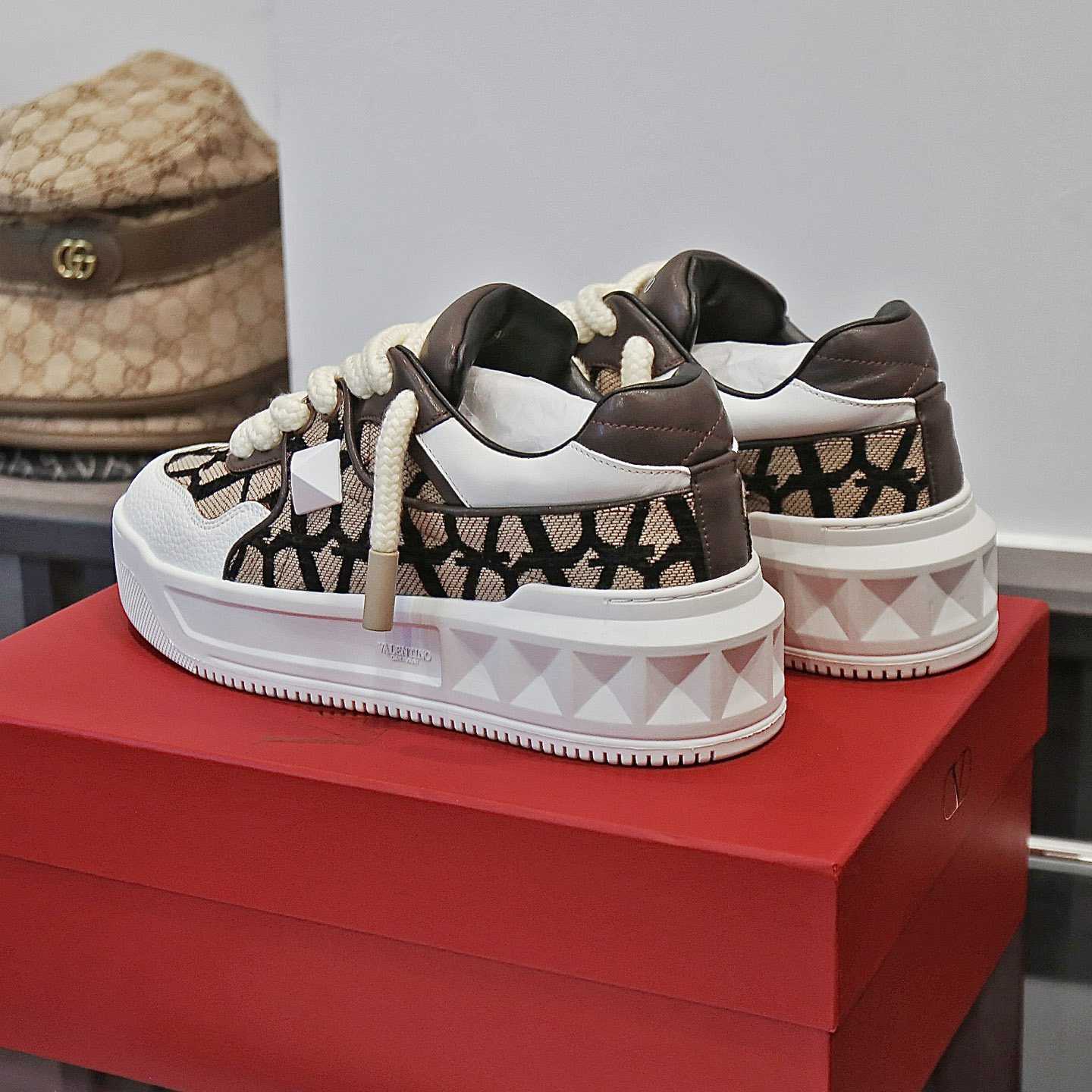 Valenti Garavani One Stud Jacquard Sneakers - DopestKickz