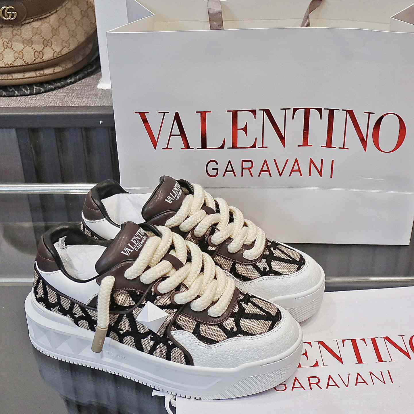 Valenti Garavani One Stud Jacquard Sneakers - DopestKickz