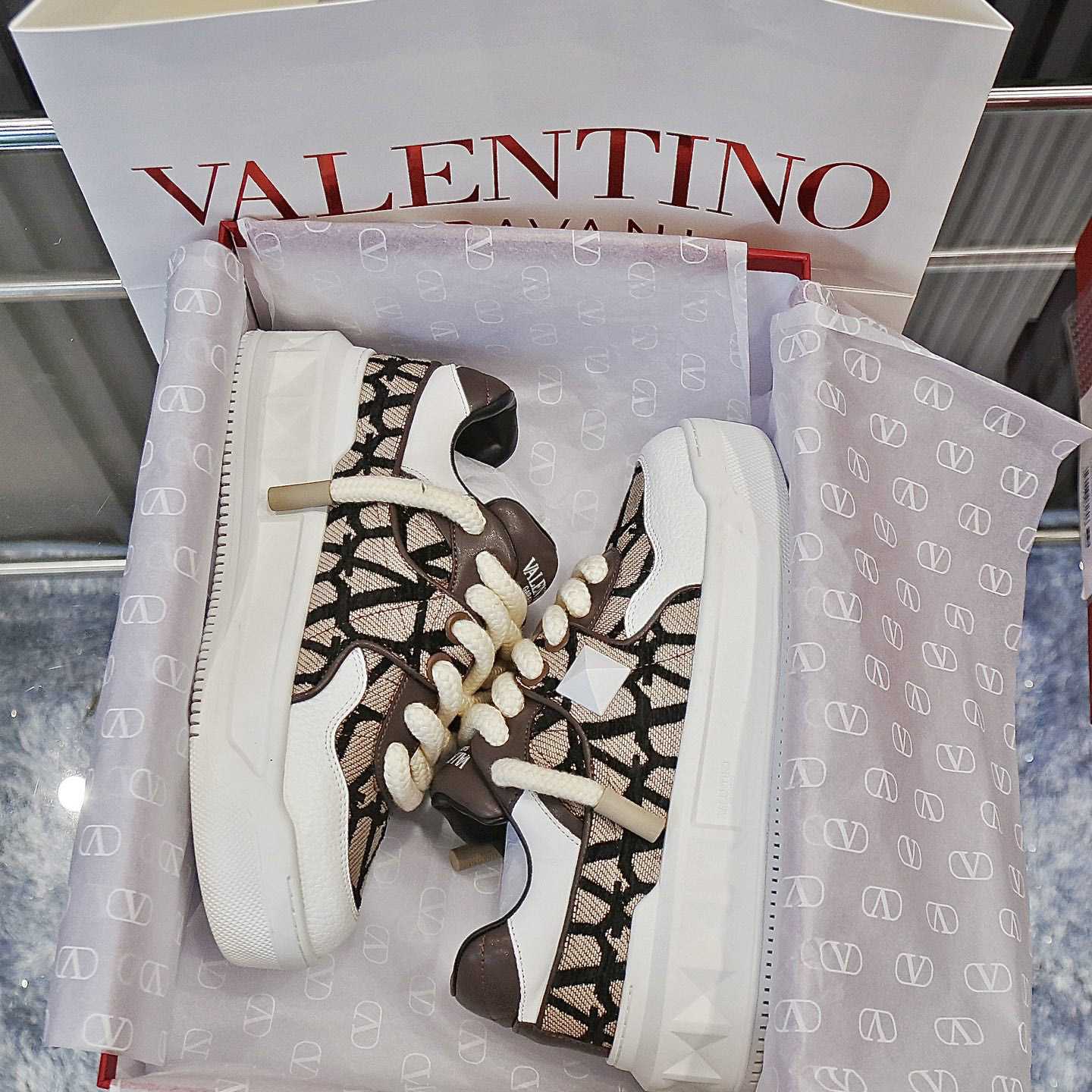 Valenti Garavani One Stud Jacquard Sneakers - DopestKickz