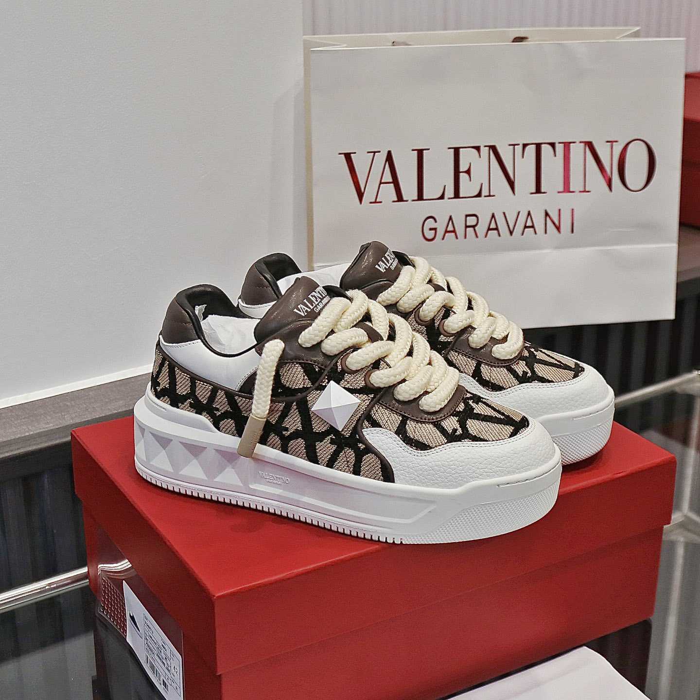 Valenti Garavani One Stud Jacquard Sneakers - DopestKickz
