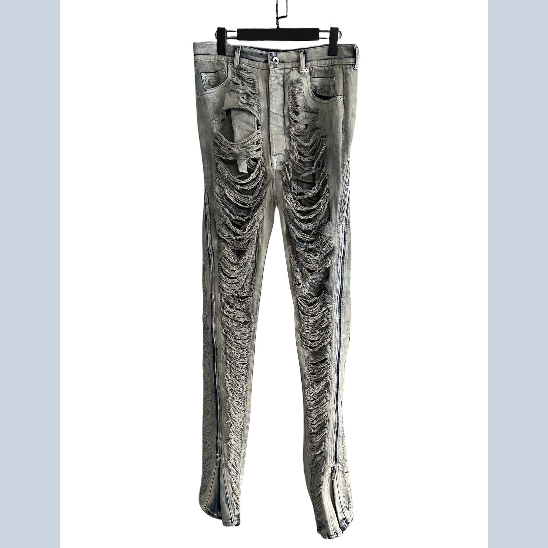 Rick Owens Distressed-finish Slim-cut Jeans - DopestKickz