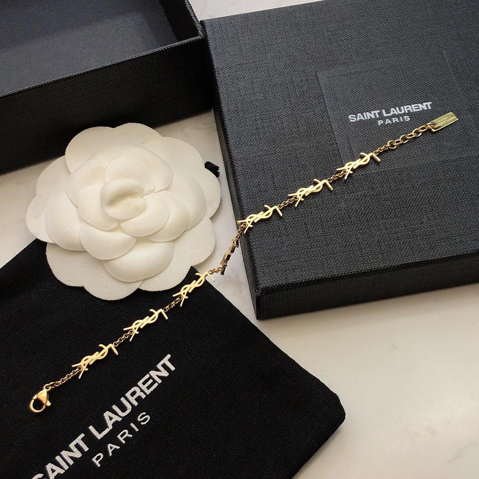 Saint Laurent Cassandre Multi-charm Bracelet In Metal - DopestKickz