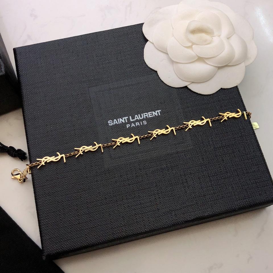 Saint Laurent Cassandre Multi-charm Bracelet In Metal - DopestKickz