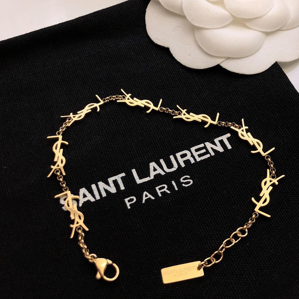 Saint Laurent Cassandre Multi-charm Bracelet In Metal - DopestKickz