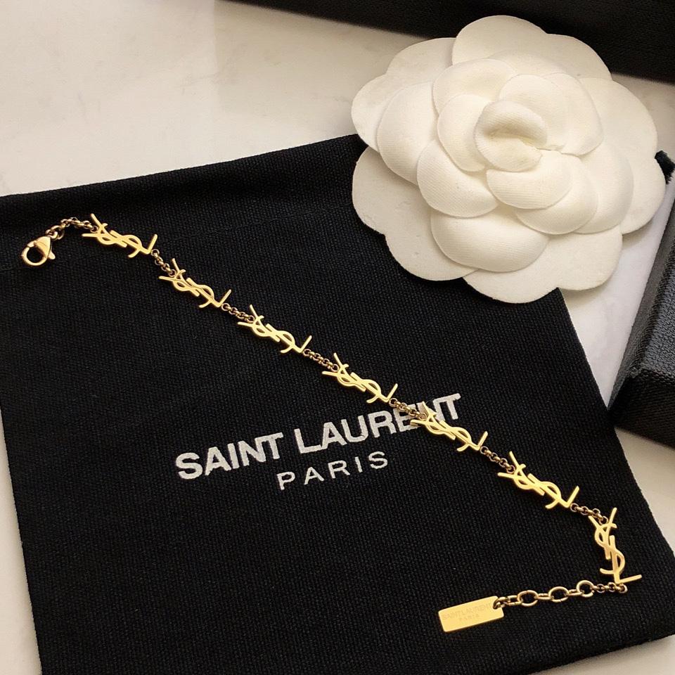 Saint Laurent Cassandre Multi-charm Bracelet In Metal - DopestKickz