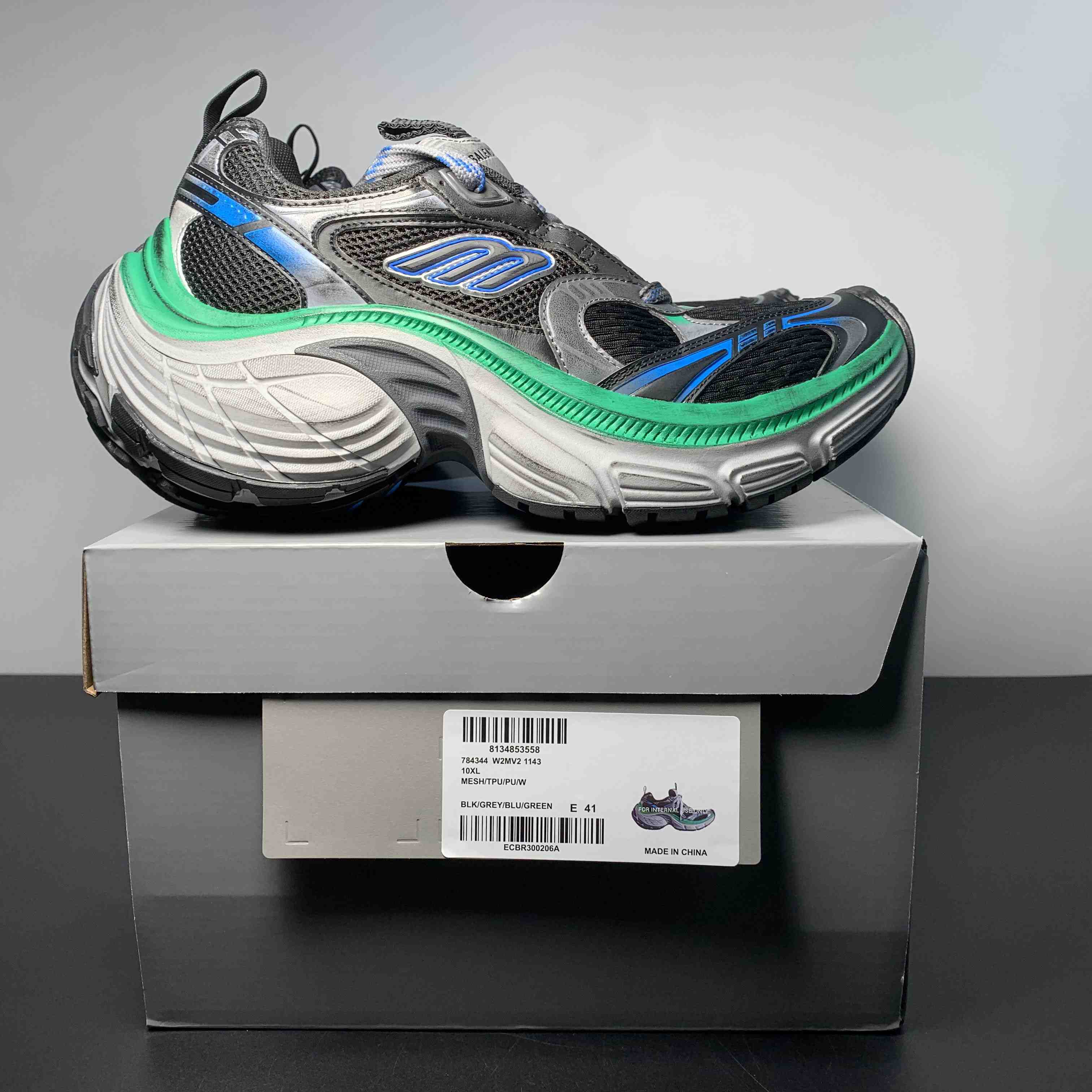 Balenciaga 10XL Sneaker in Black/Grey/Blue/Green - DopestKickz