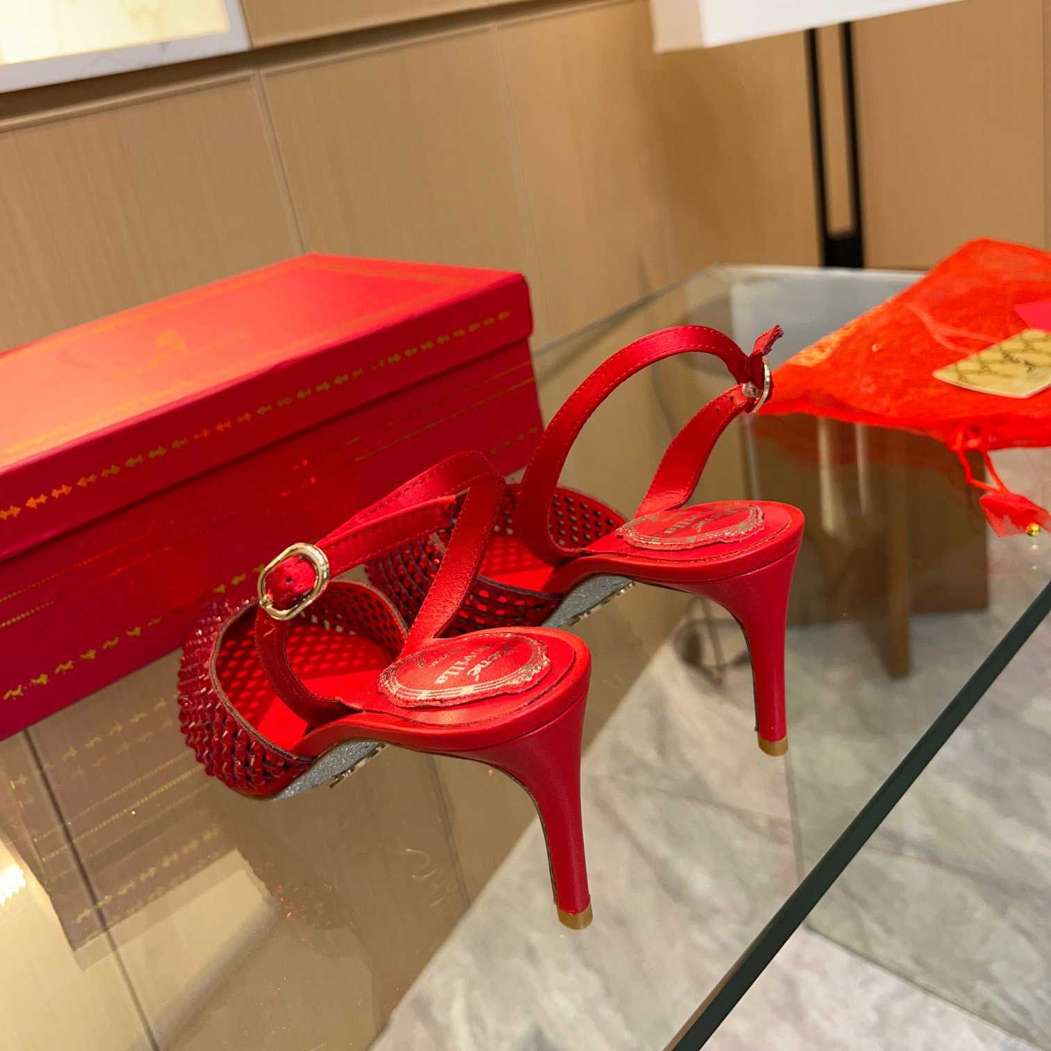 Rene Caovilla Ginger Crystal Silver Slingback 80 - DopestKickz