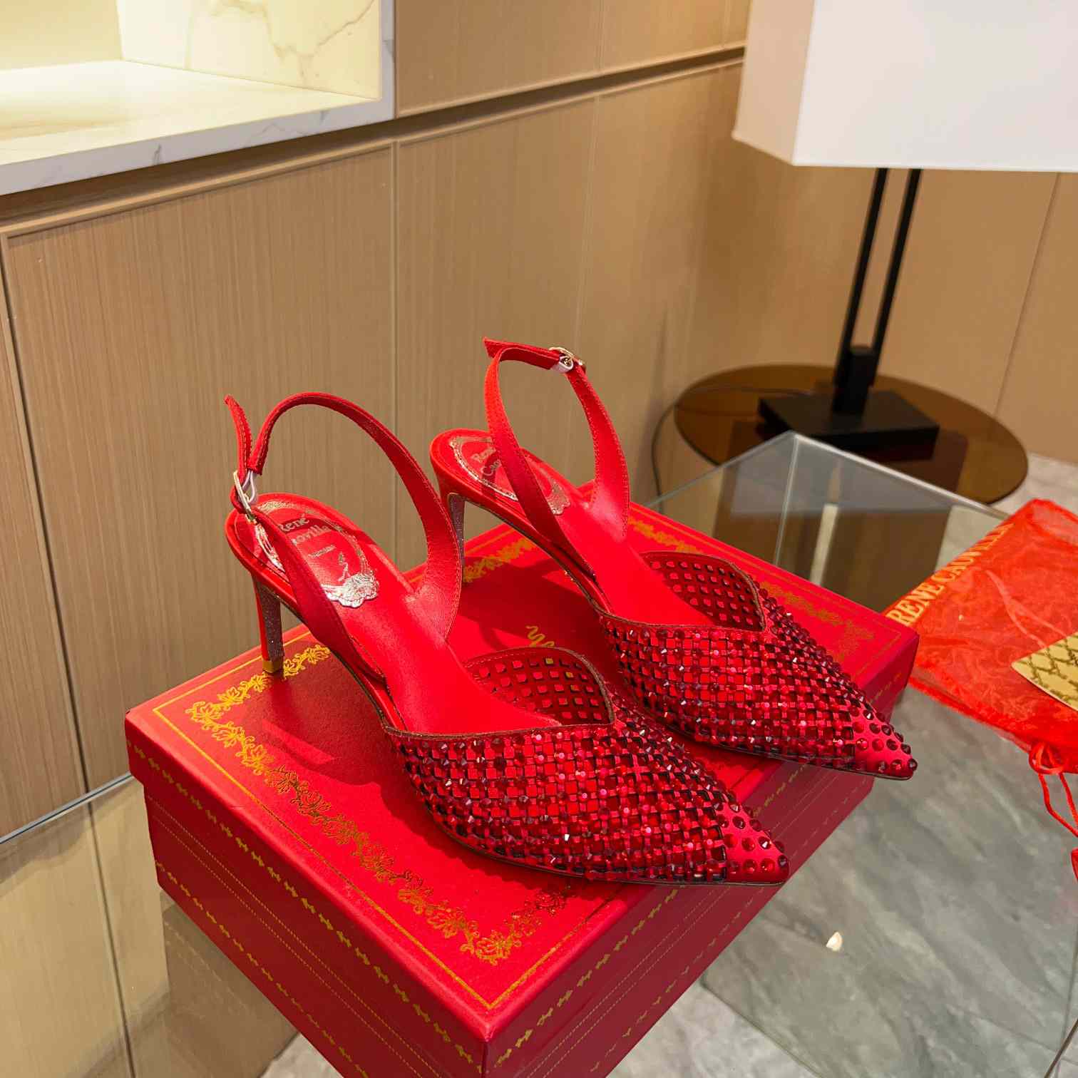 Rene Caovilla Ginger Crystal Silver Slingback 80 - DopestKickz