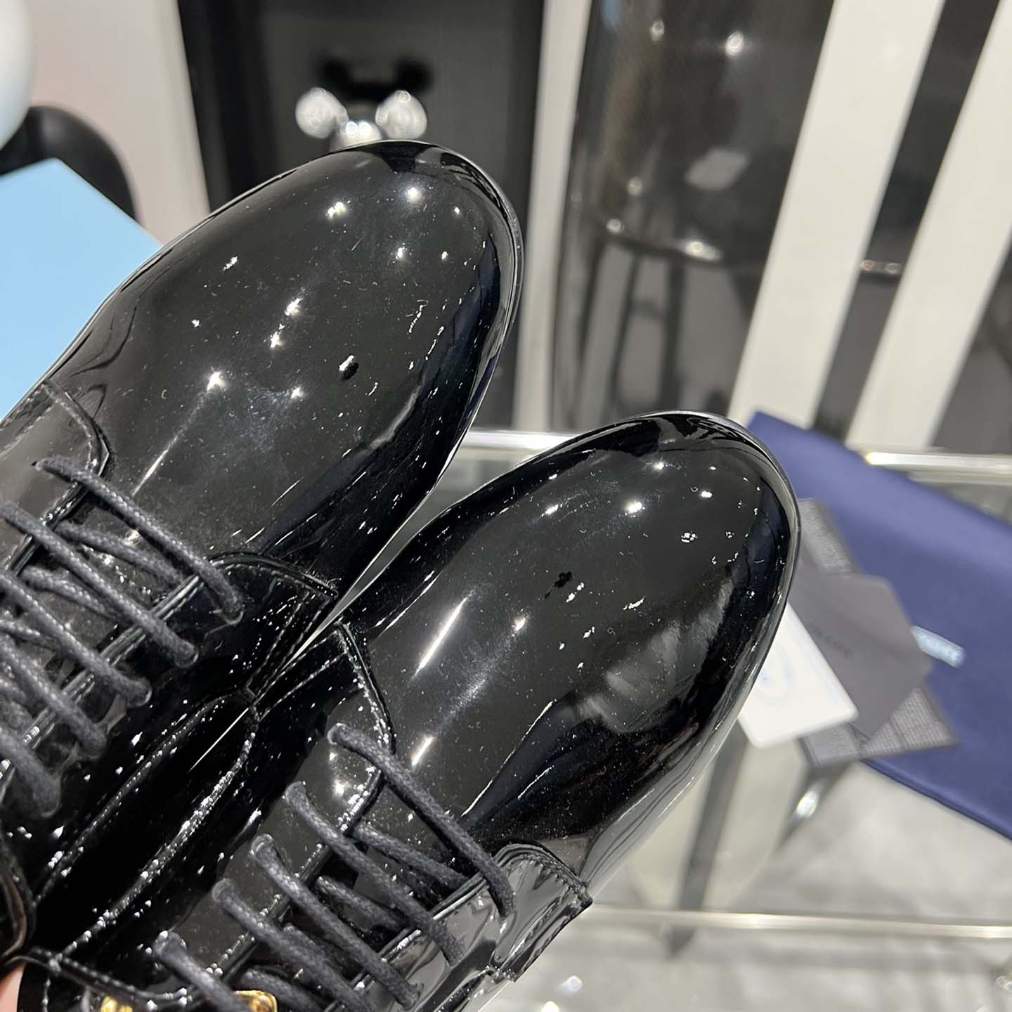 Prada Patent Leather Lace-up Shoes - DopestKickz