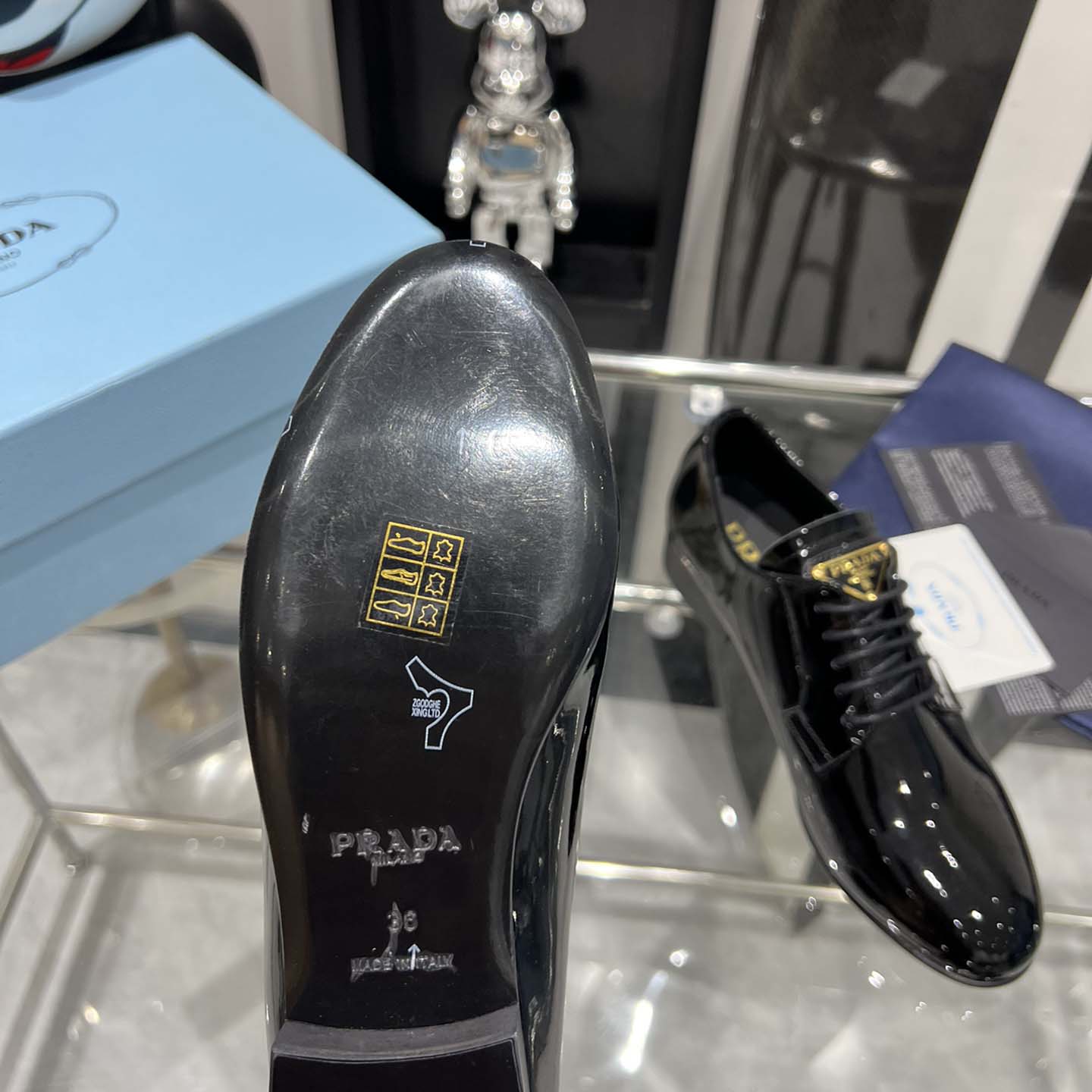 Prada Patent Leather Lace-up Shoes - DopestKickz