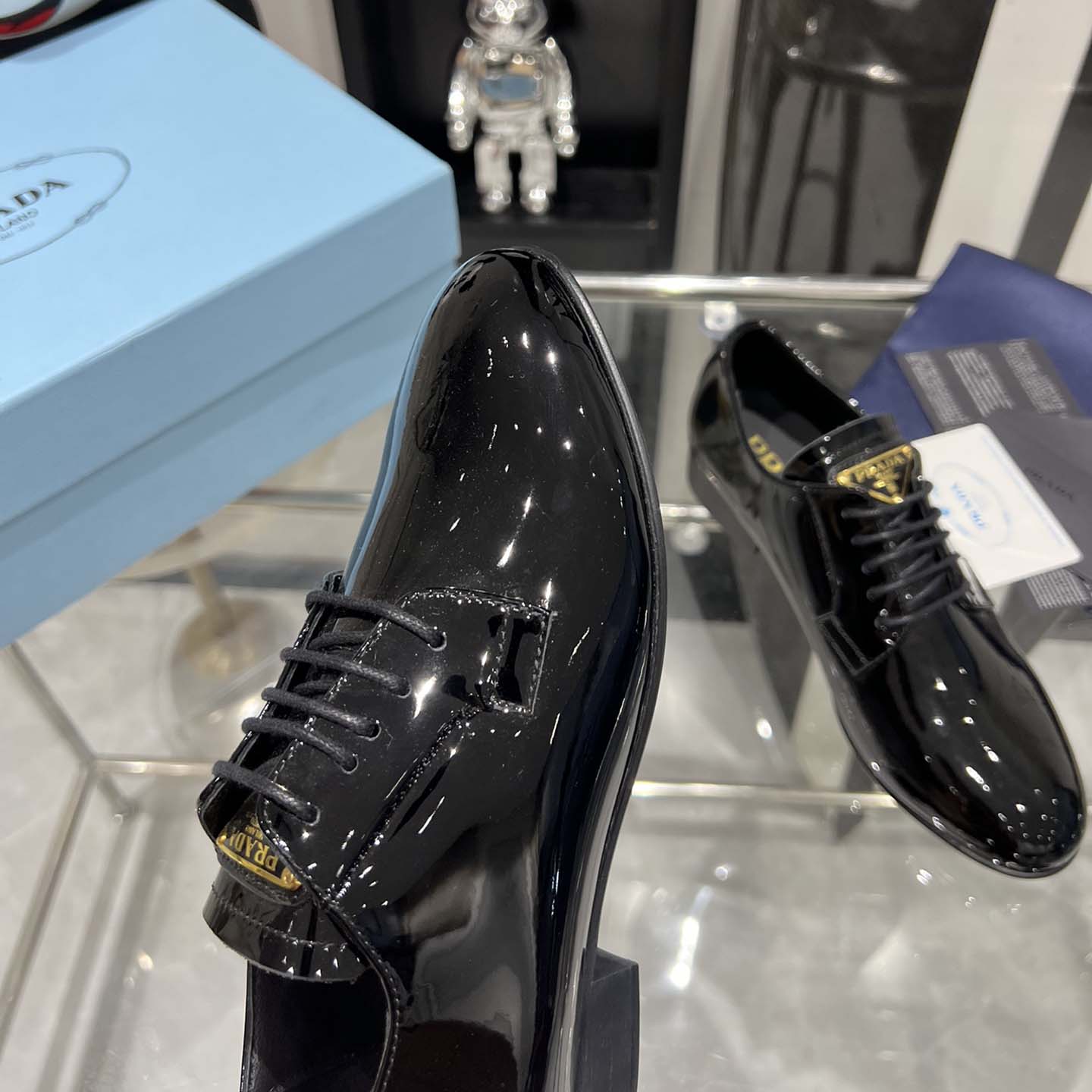 Prada Patent Leather Lace-up Shoes - DopestKickz
